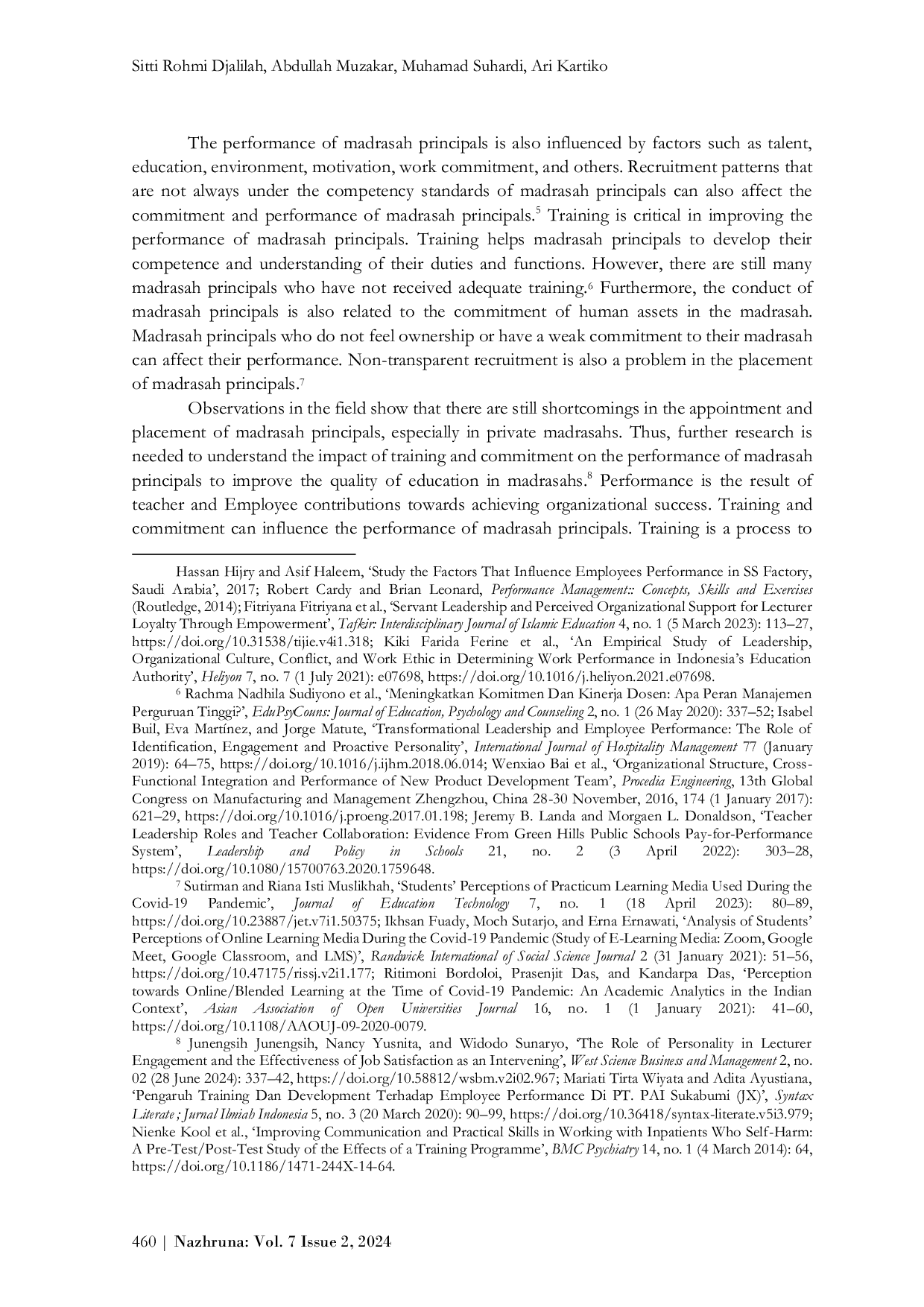 JURIS Unveiling Success Exploring the Impact of Training and Commitment on Madrasah Tsanawiyah Principal Performance