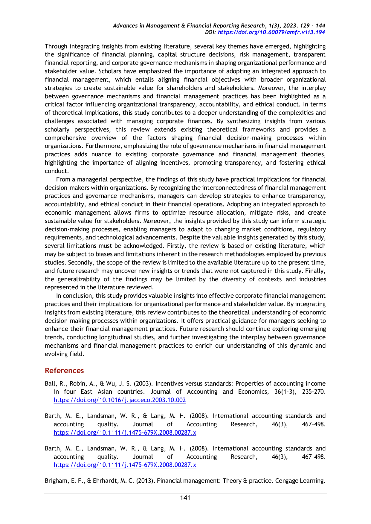 JURIS Insights into Effective Corporate Financial Management Practices and Their Implications