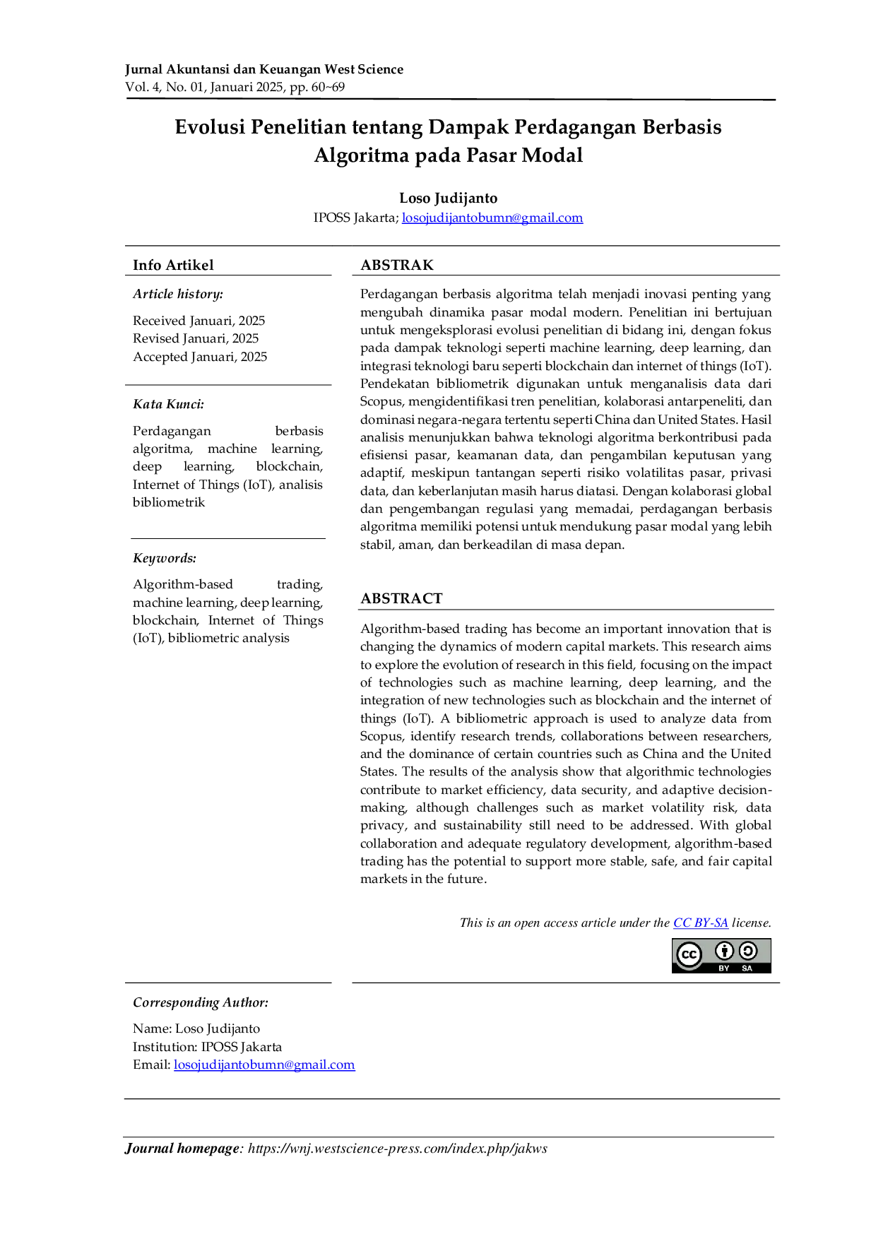 JURIS Evolusi Penelitian tentang Dampak Perdagangan Berbasis Algoritma pada Pasar Modal