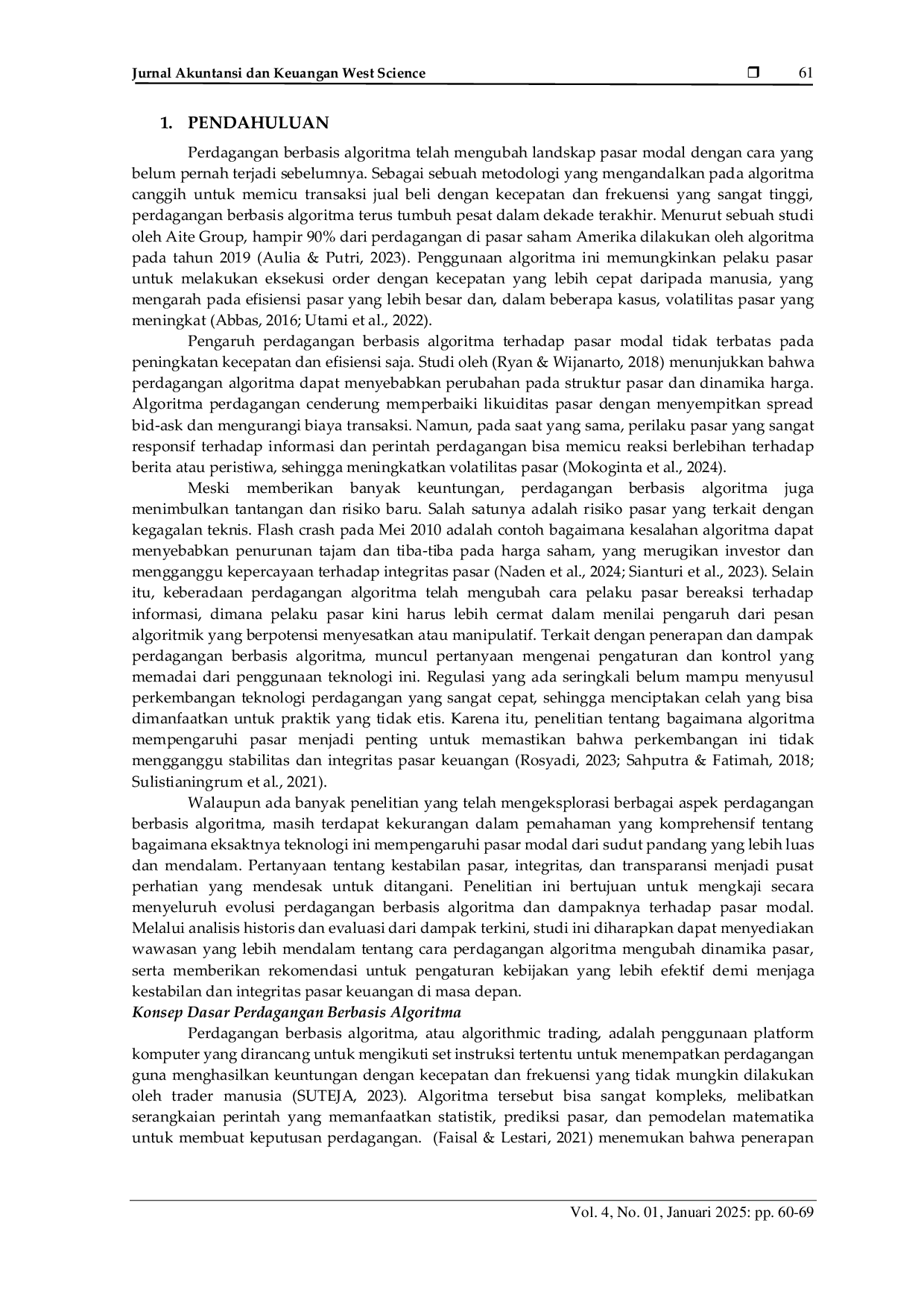 JURIS Evolusi Penelitian tentang Dampak Perdagangan Berbasis Algoritma pada Pasar Modal