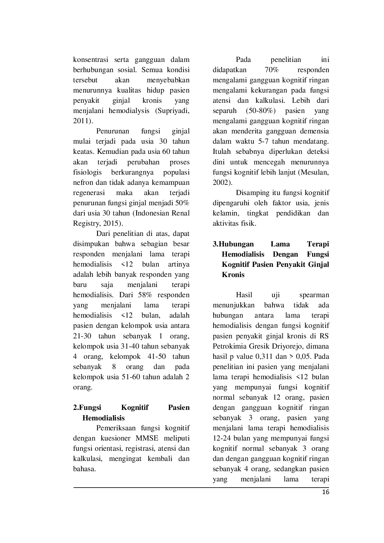 JURIS LAMA TERAPI HEMODIALISIS DENGAN FUNGSI KOGNITIF PASIEN PENYAKIT GINJAL KRONIS