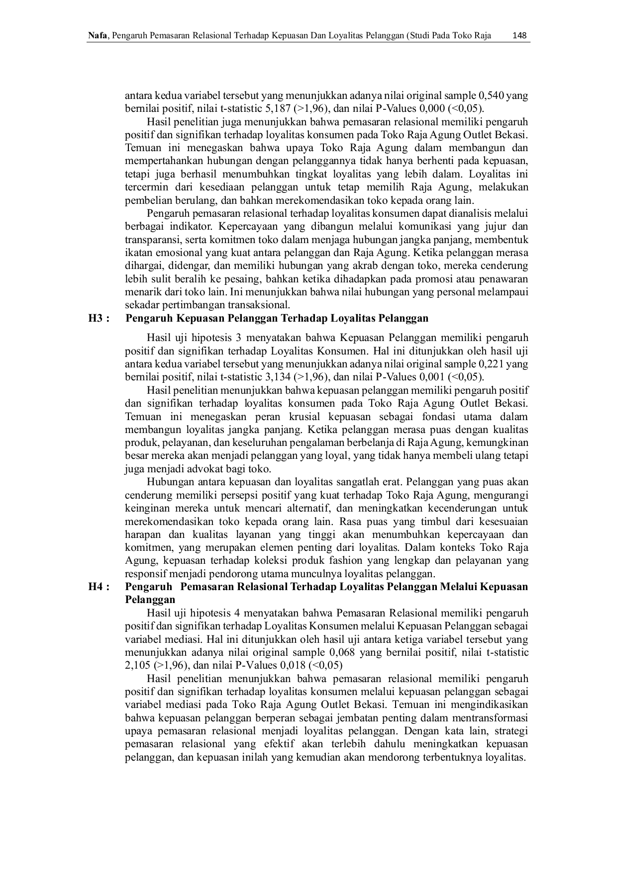 JURIS Pengaruh Pemasaran Relasional Terhadap Kepuasan Dan Loyalitas Pelanggan Studi Pada Toko Raja Agung Outlet Bekasi