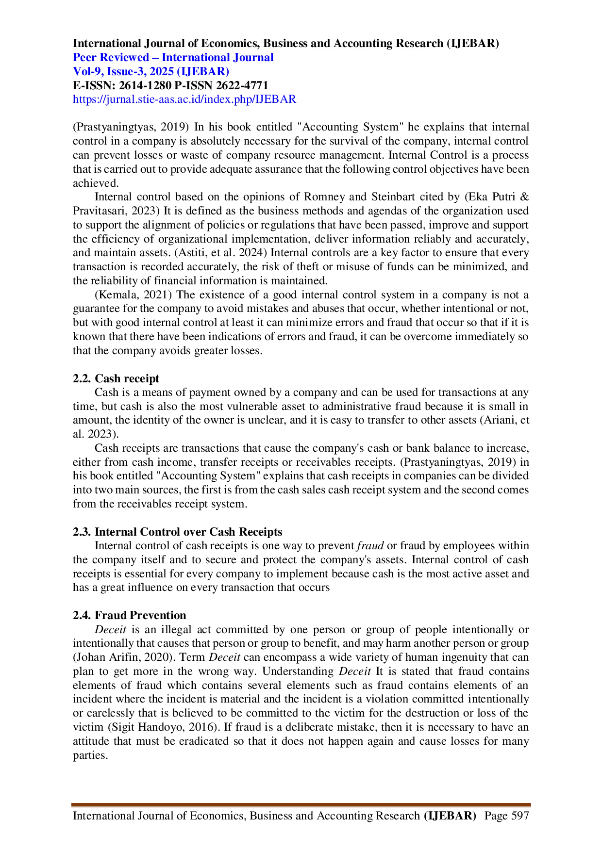 juris Cash Receipt Fraud Prevention Strategy at CV Arta Trisna Electroplating and Chemical Distributor