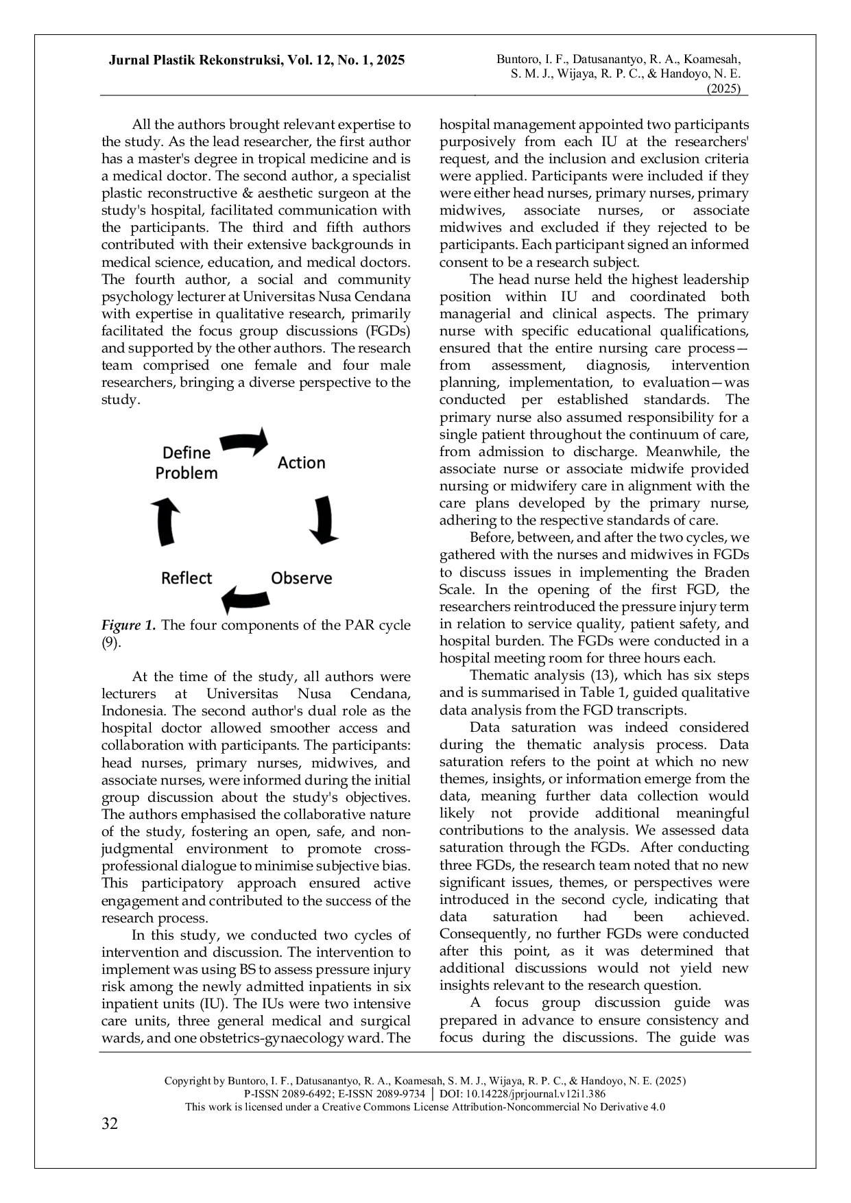 JURIS Issues and Challenges in Implementing Braden Scale to Assess Pressure Injury Risk A Participatory Action Research in South Eastern Indonesia