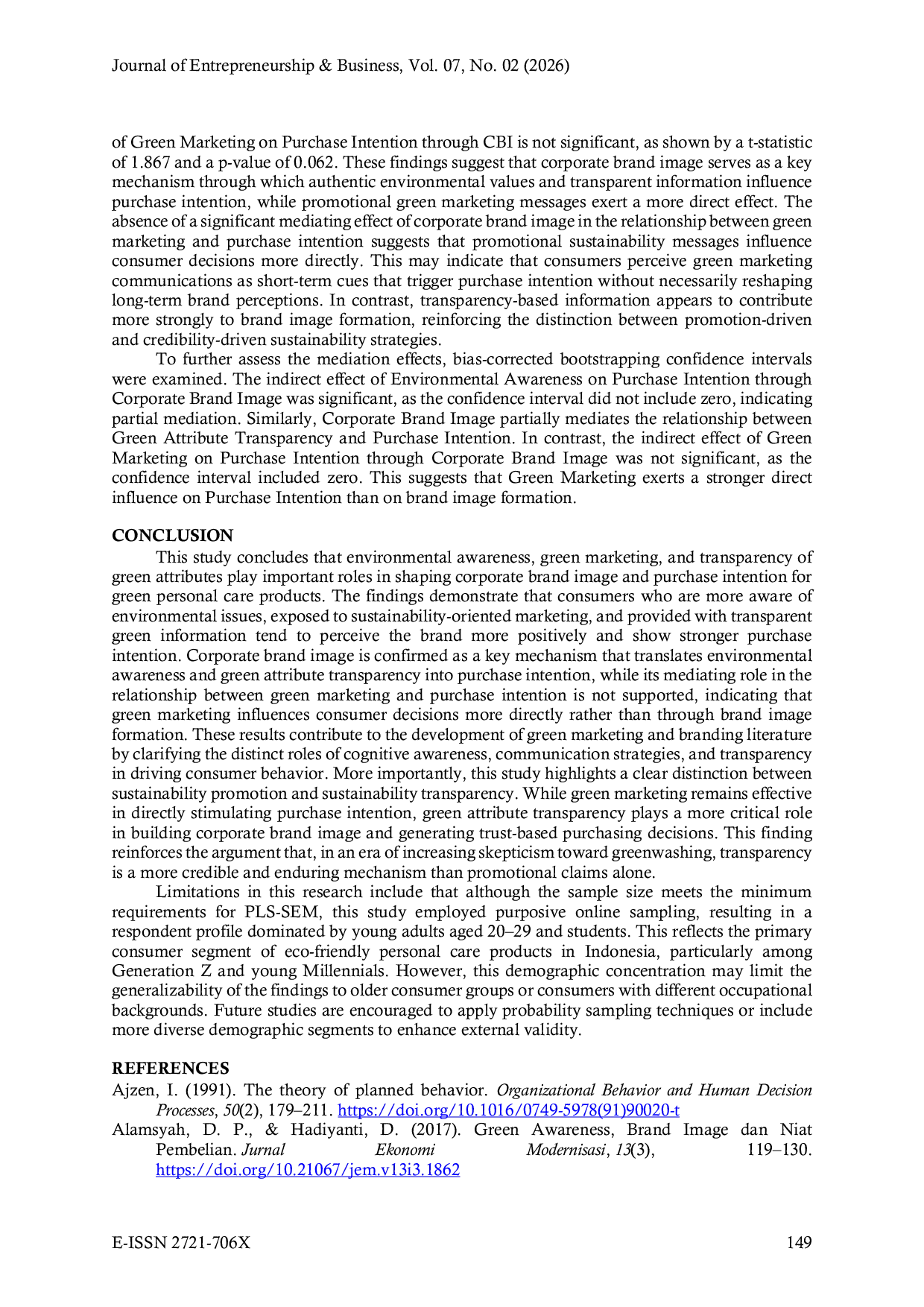 JURIS The Influence of Environmental Awareness Green Marketing and Green Attribute Transparency on Purchase Intention Through Corporate Brand Image A Case Study on Sensatia Botanicals Consumers in Indone