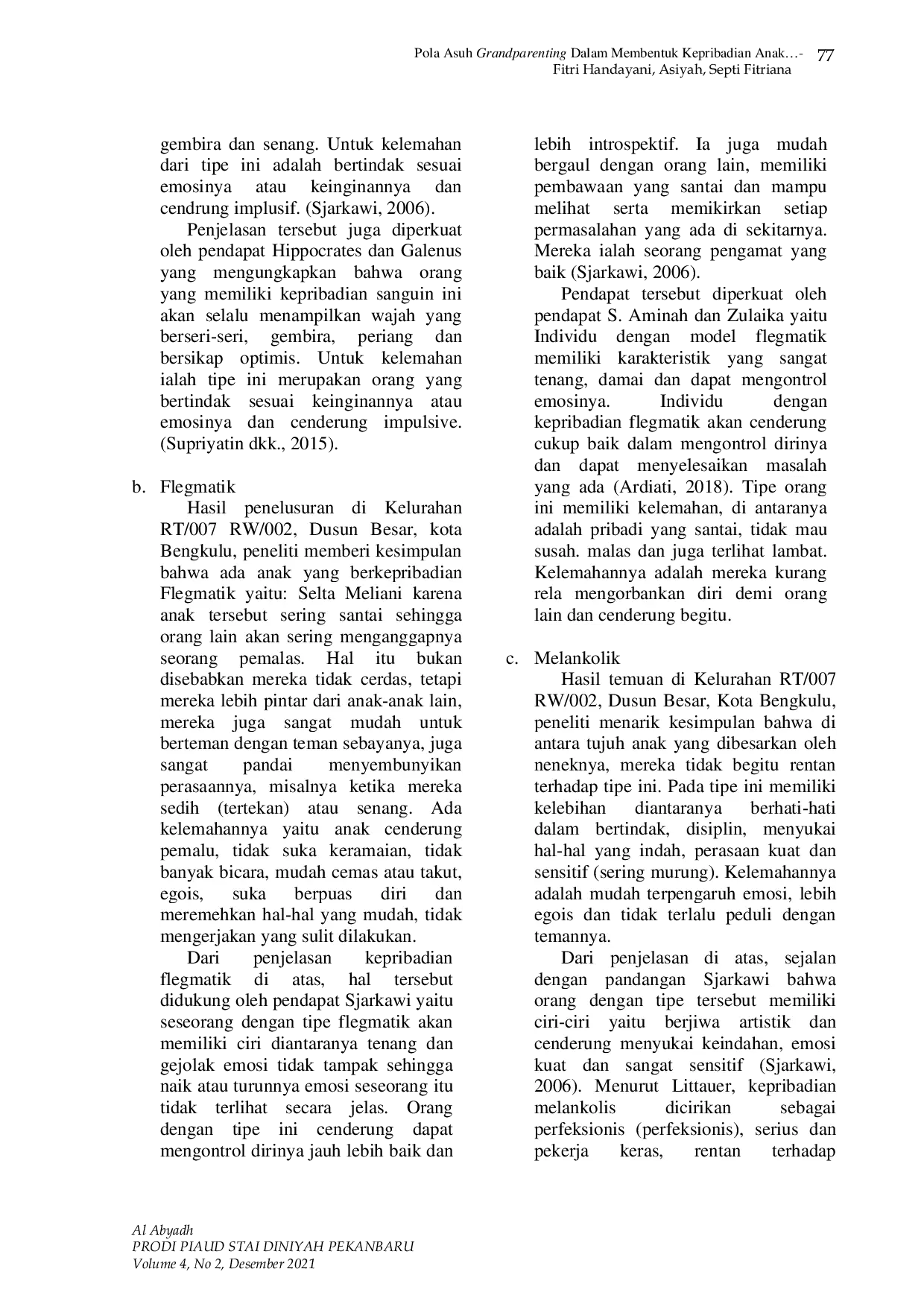 JURIS Pola Asuh Grandparenting Dalam Membentuk Kepribadian Anak Usia 4 6 Tahun