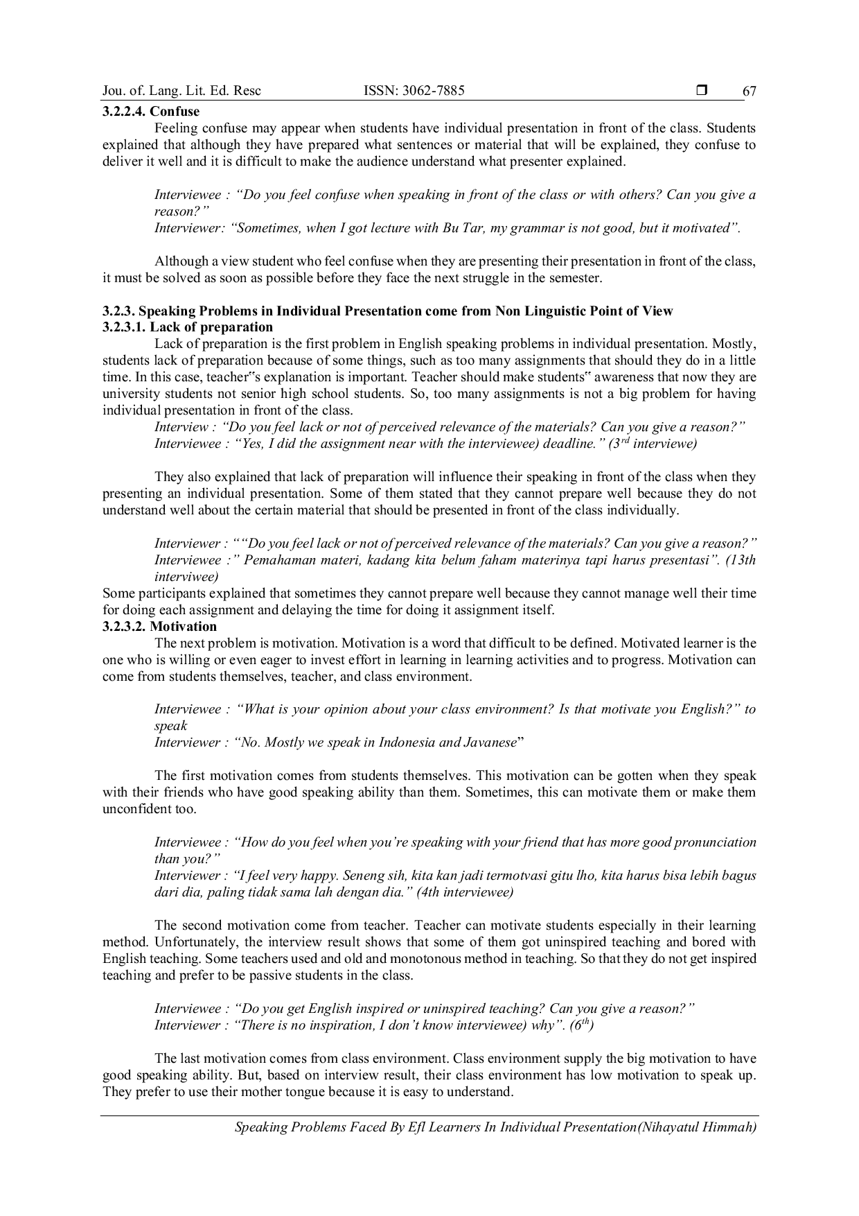 JURIS Speaking Problems Faced By Efl Learners In Individual Presentation