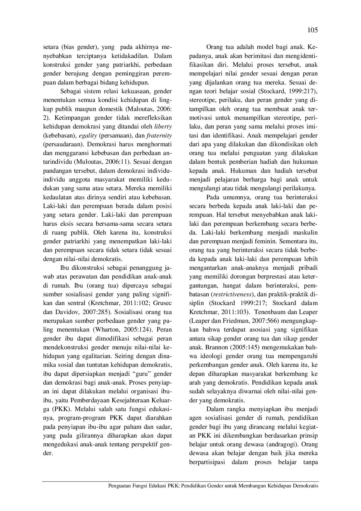 juris Penguatan Fungsi Edukasi Pkk Pendidikan Gender Untuk Membangun Kehidupan Demokratis