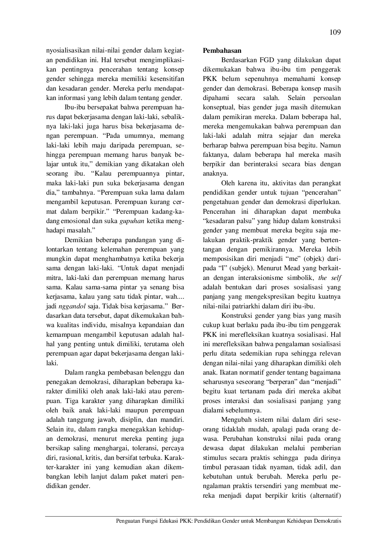 juris Penguatan Fungsi Edukasi Pkk Pendidikan Gender Untuk Membangun Kehidupan Demokratis
