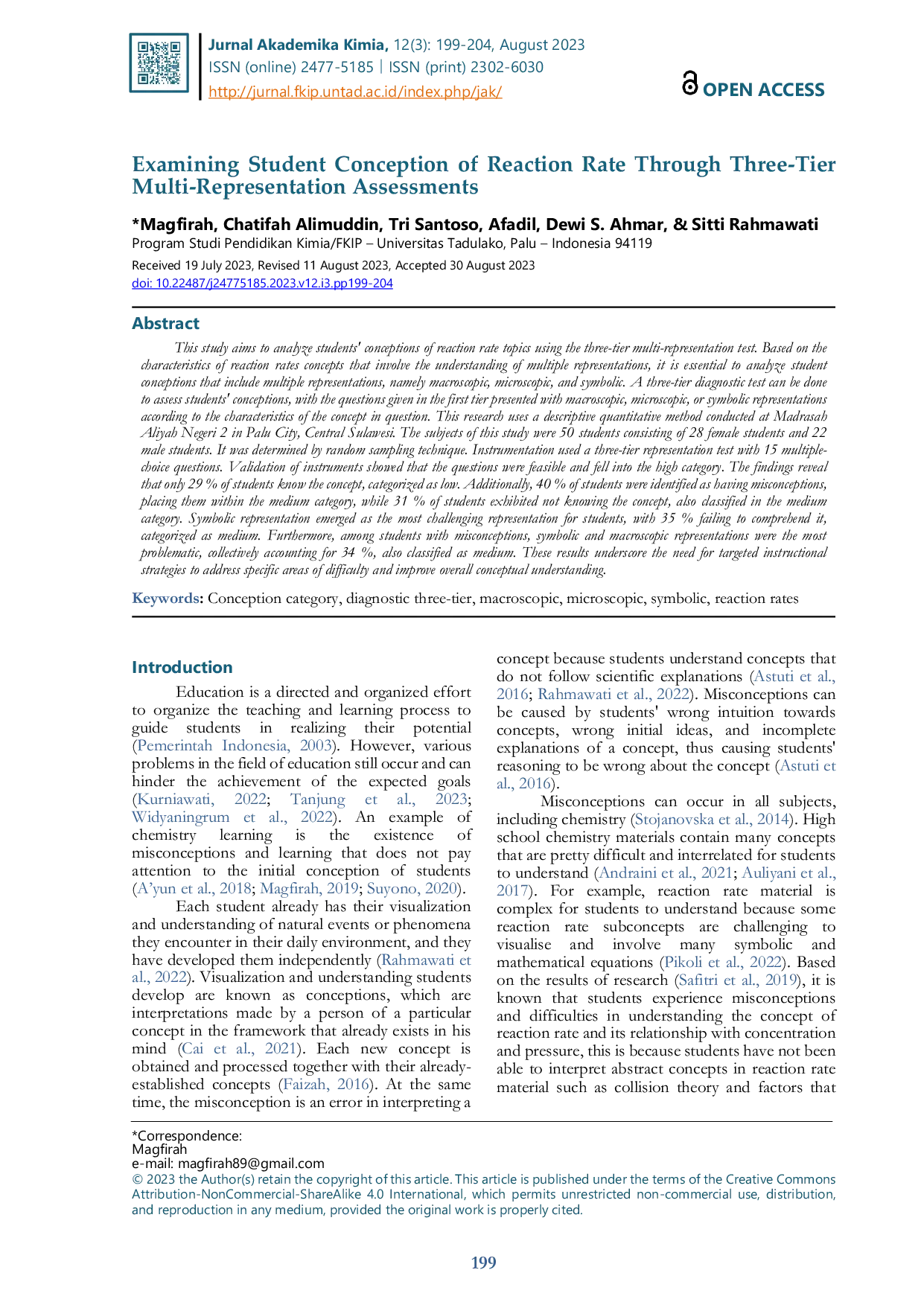 JURIS Examining Student Conception of Reaction Rate Through Three Tier Multi Representation Assessments