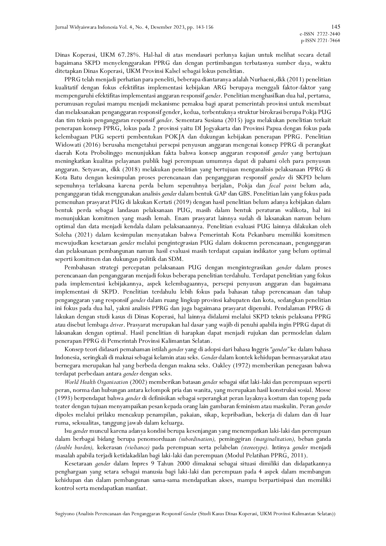 JURIS Analisis Perencanaan dan Penganggaran Responsif Gender Studi Kasus Dinas Koperasi UKM Provinsi Kalimantan Selatan