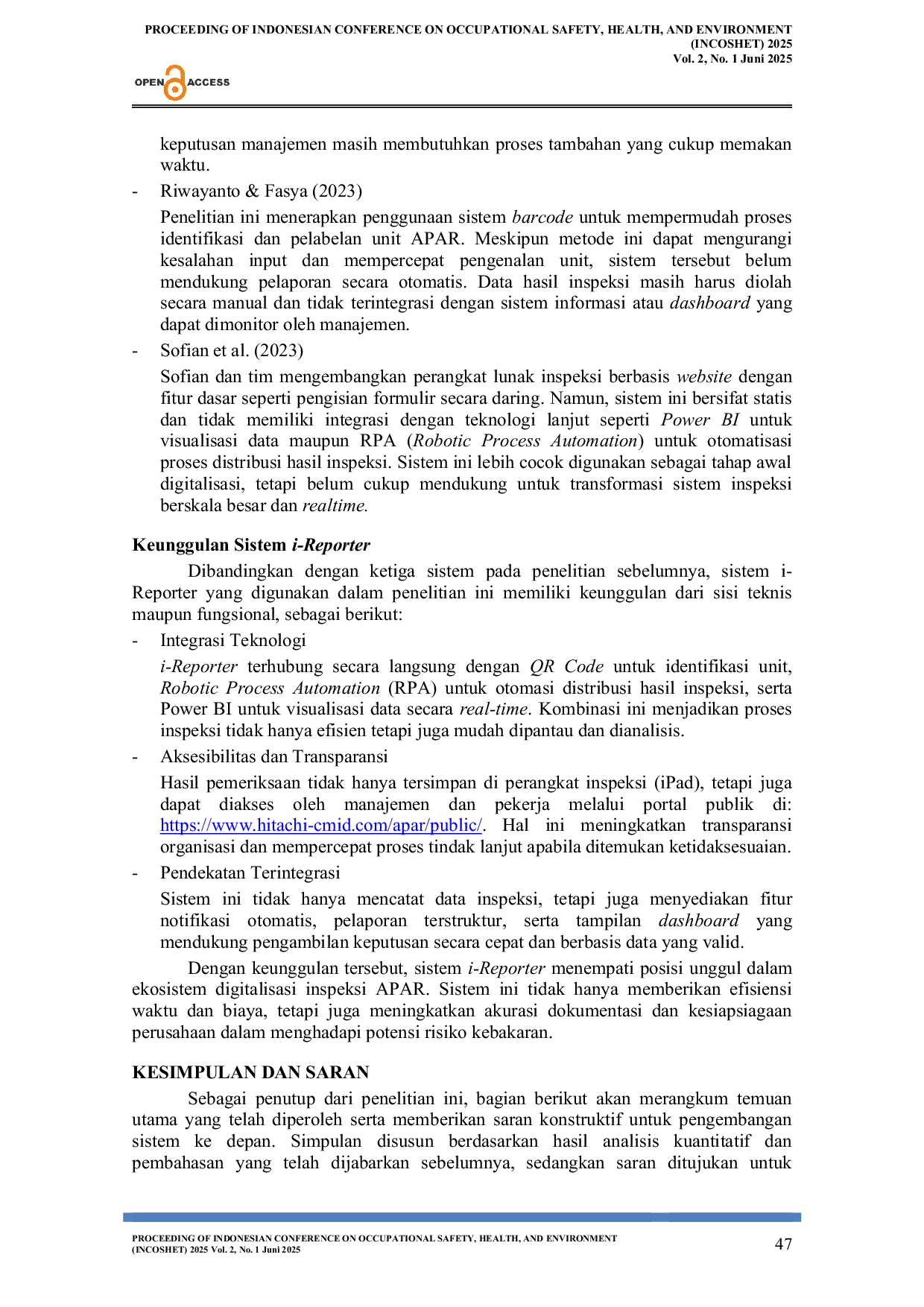 JURIS Optimasi Pemeriksaan Alat Pemadam Api Ringan APAR Berbasis Digital Dengan I Reporter