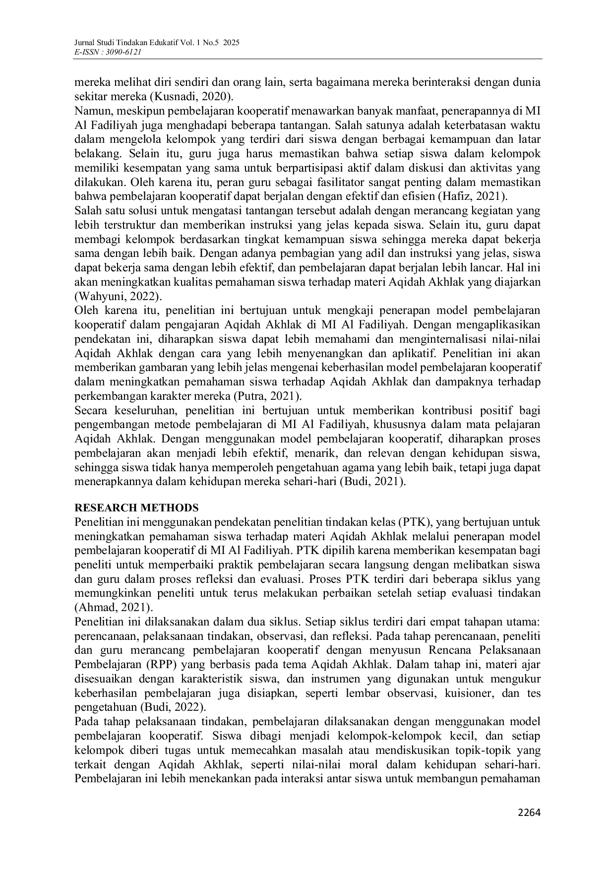JURIS Enhancing Students Understanding of Aqidah Akhlak through Cooperative Learning A Classroom Action Research at MI Al Fadiliyah