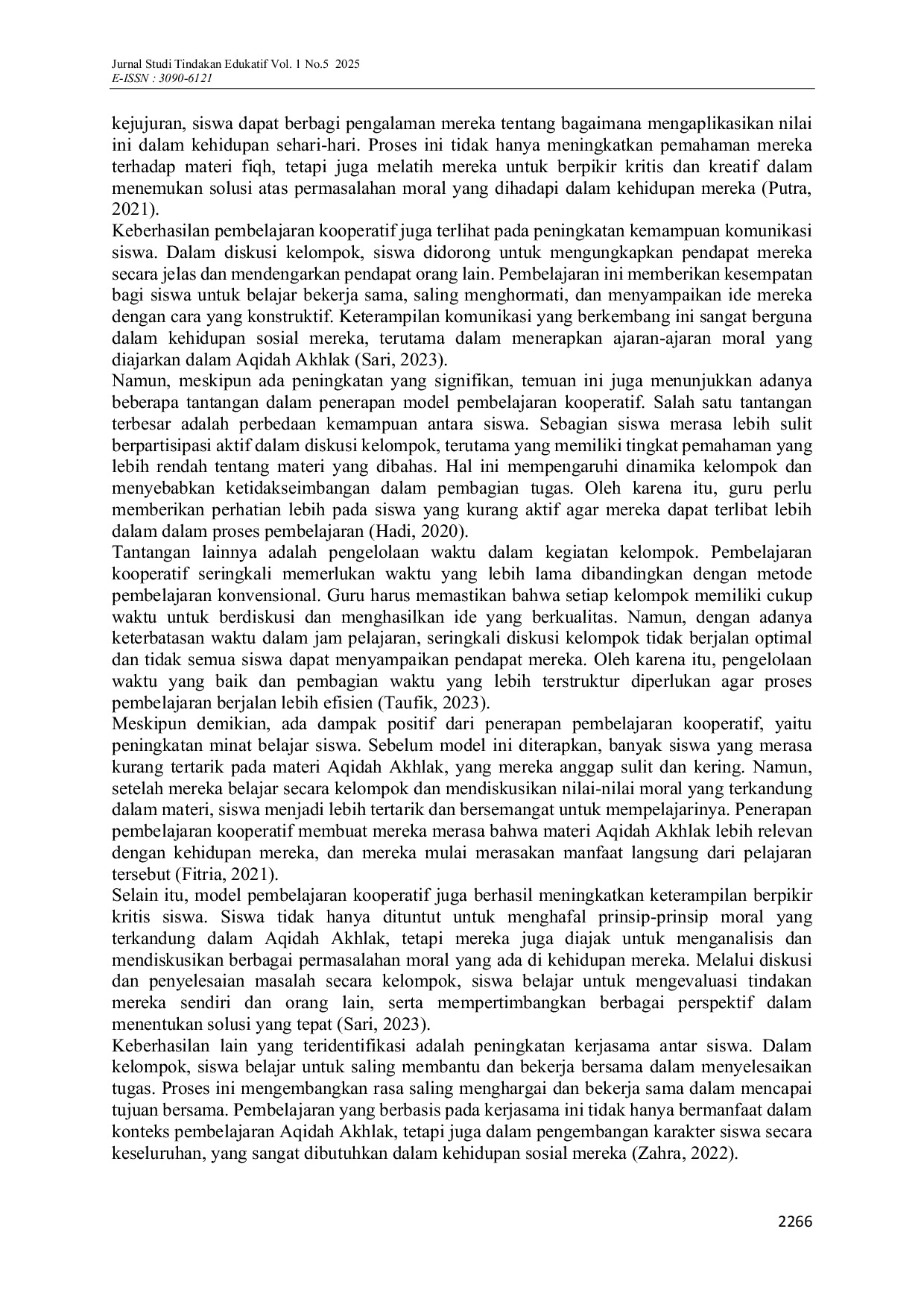 JURIS Enhancing Students Understanding of Aqidah Akhlak through Cooperative Learning A Classroom Action Research at MI Al Fadiliyah