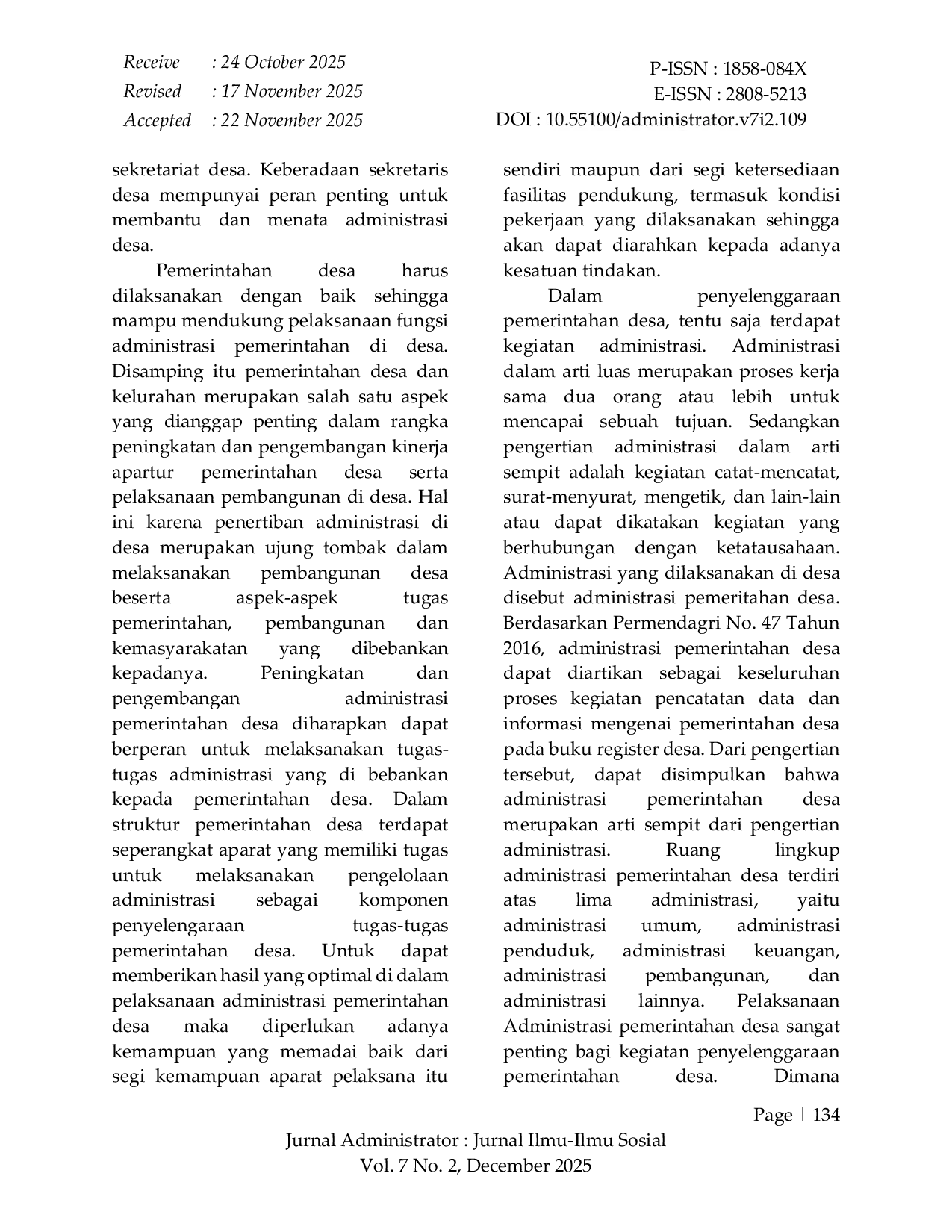 JURIS Implementasi Sekretaris Desa Terhadap Pelaksanaan Administrasi Pemerintahan di Desa Todoli Kecamatan Lede Kabupaten Pulau Taliabu