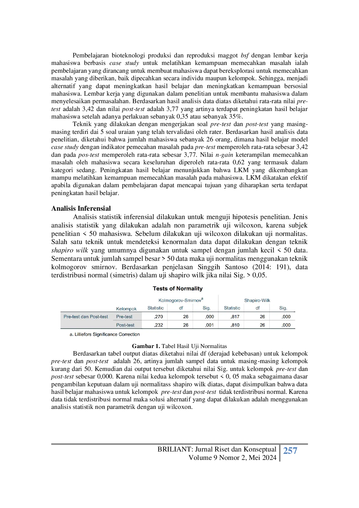 JURIS Pengaruh Penggunaan Lembar Kerja Mahasiswa LKM Berbasis Case Study Untuk Melatih Kemampuan Memecahkan Masalah Pada Mahasiswa