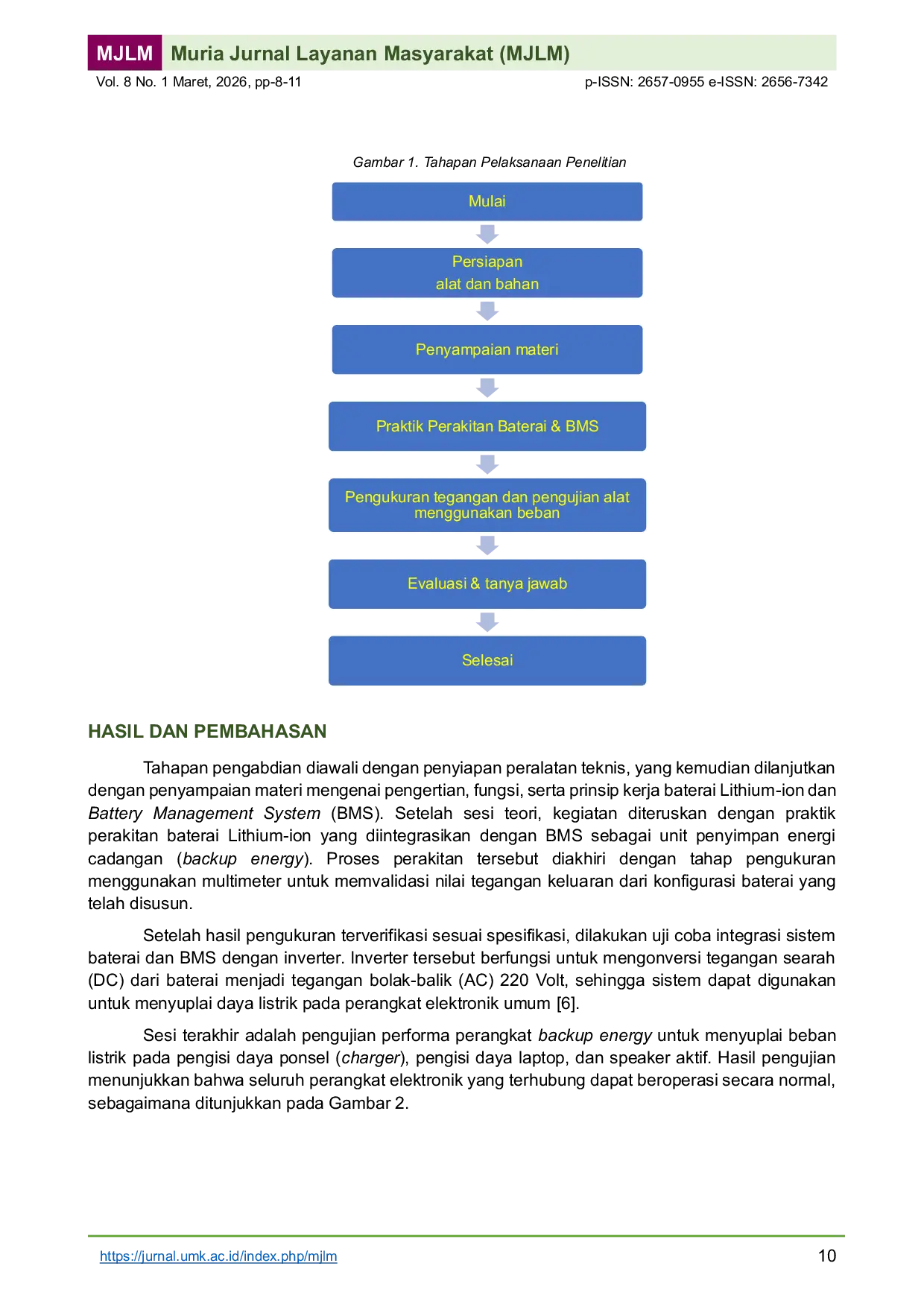 JURIS Pelatihan Pemanfaatan Baterai Lithium ion dengan Sistem Manajemen Baterai BMS sebagai Solusi Energi Cadangan