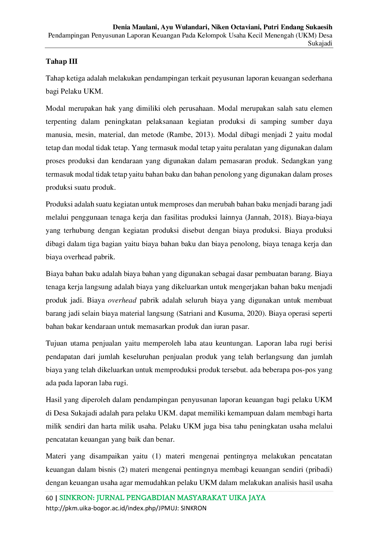 juris Pendampingan Penyusunan Laporan Keuangan Pada Kelompok Usaha Kecil Menengah UKM Desa Sukajadi