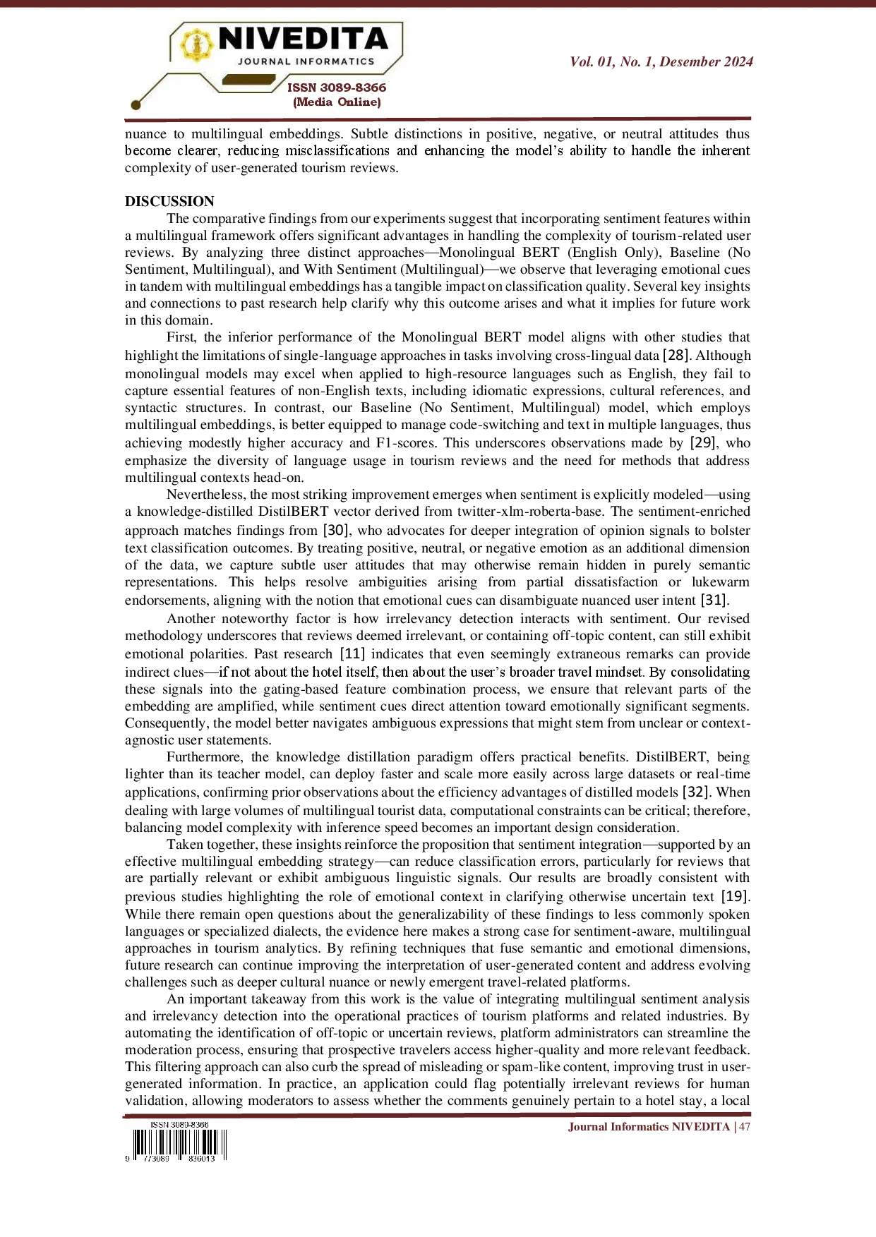 juris Irrelevancy Detection in Multilingual Tourism Review