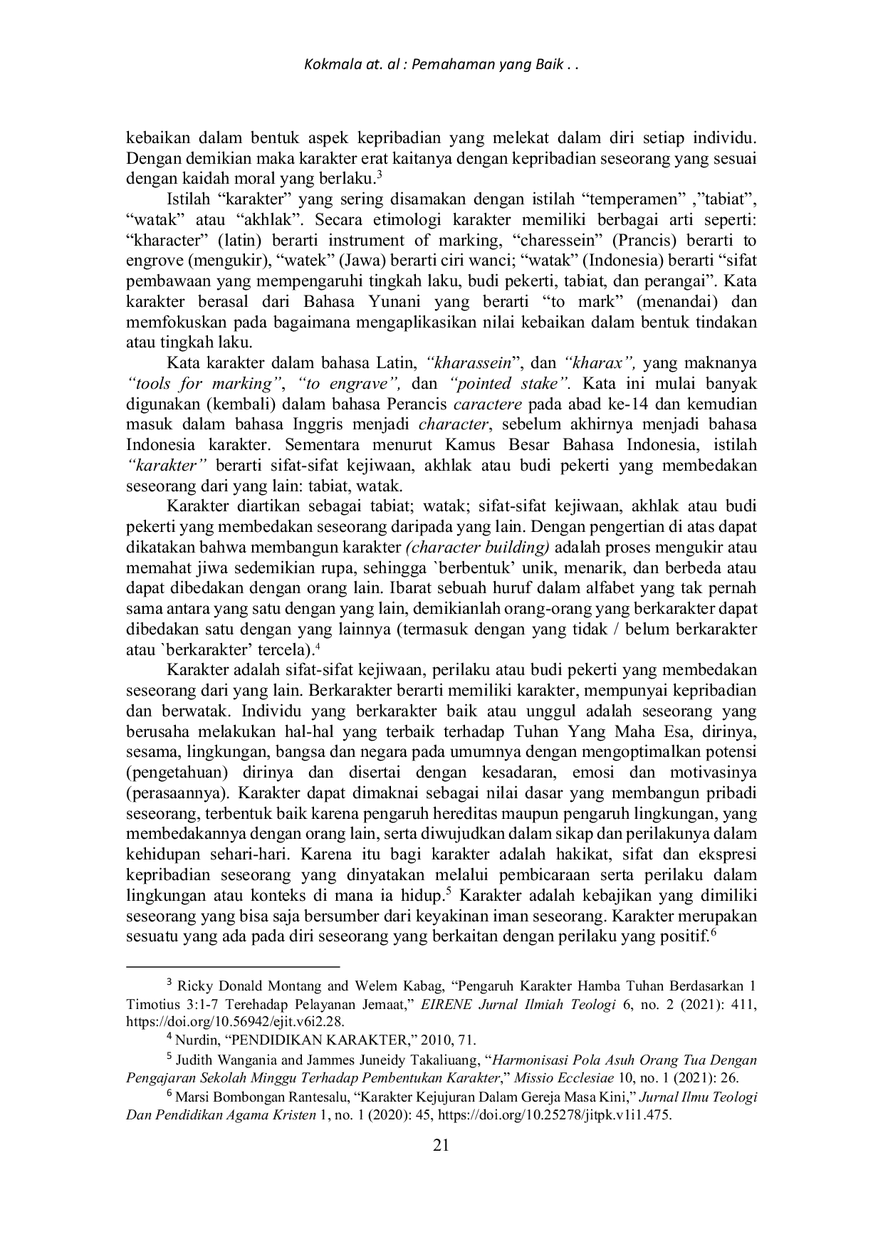 JURIS Karakter Yang Baik Dalam Jemaat Di Pos Pelayanan Immanuel Maselik Klasis Malamo