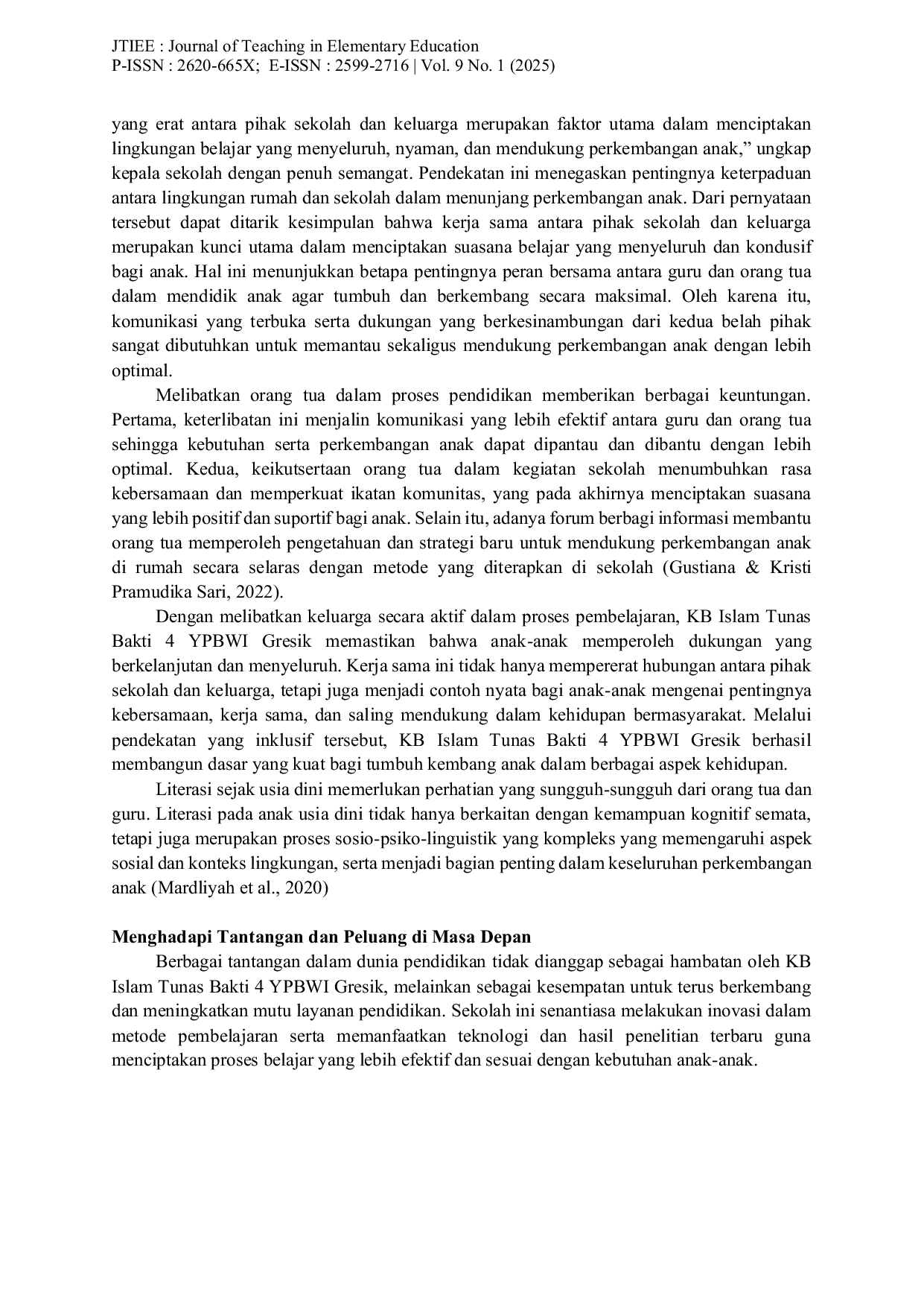 JURIS Pentingnya Bermain dalam Proses Belajar Anak Usia 3 4 Tahun Di KB Islam Tunas Bakti 4 YPBWI Gresik