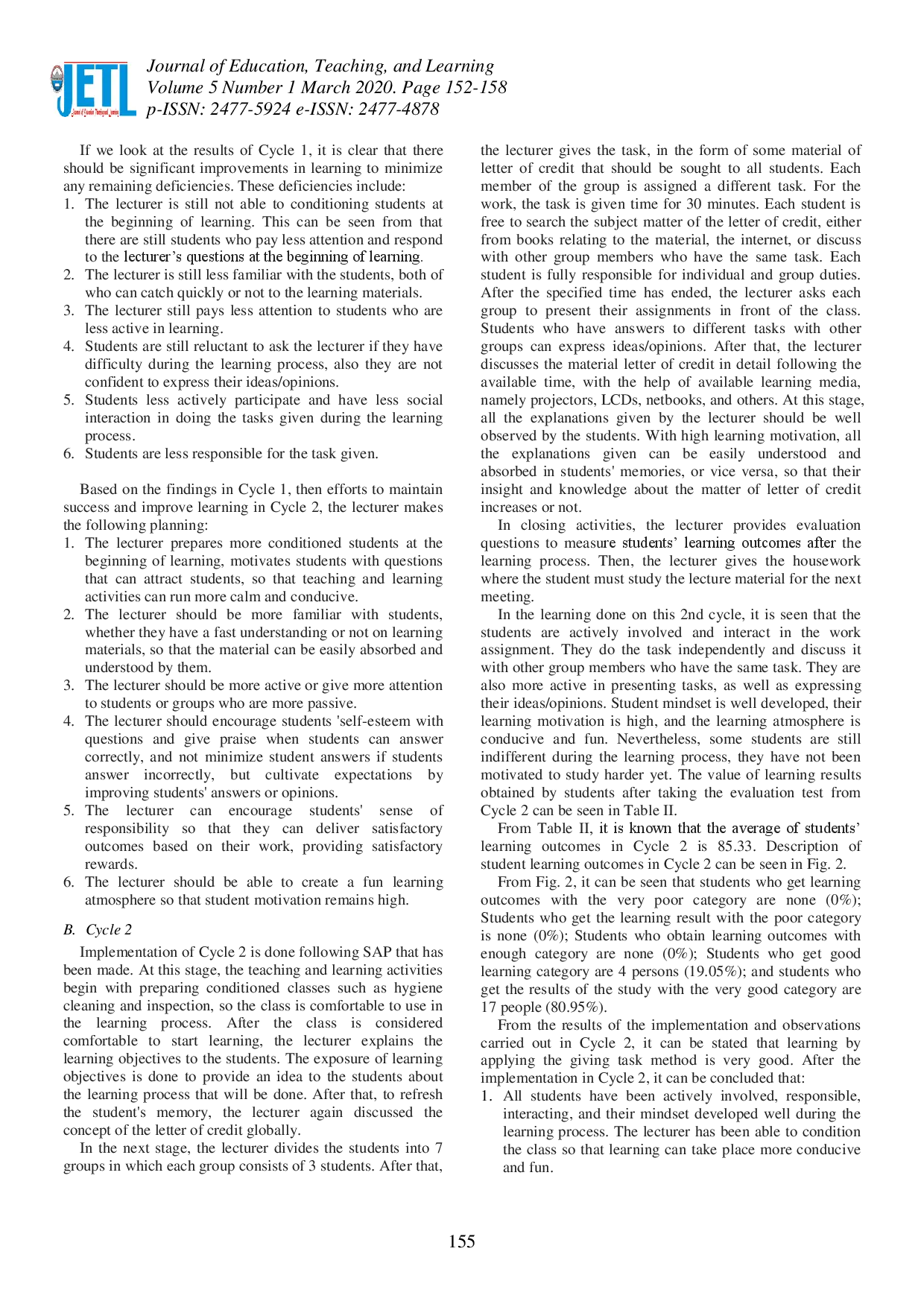 juris The Implementation of Giving Task Method to Improve Students Achievement