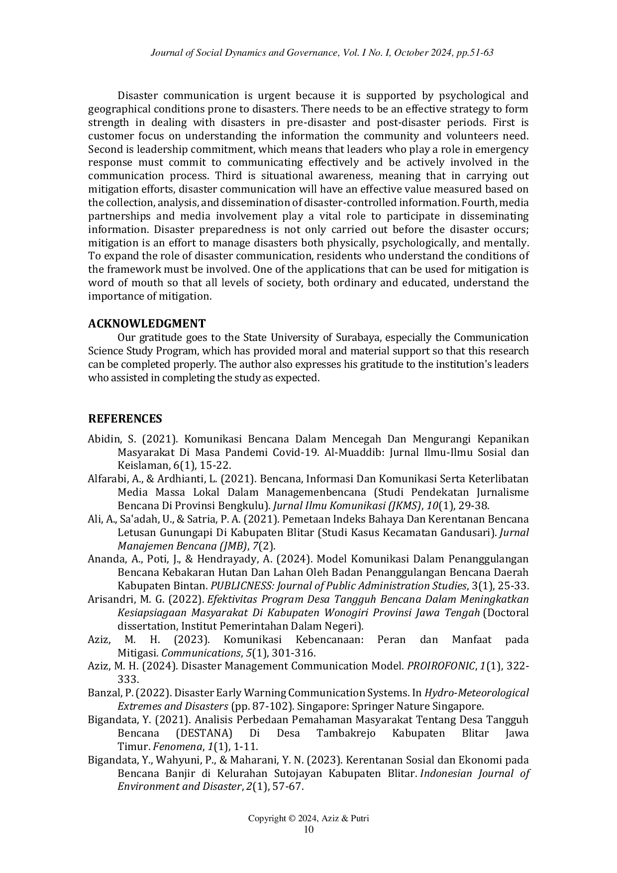 JURIS Effective Disaster Communication Strategy at the East Java Regional Disaster Management Agency