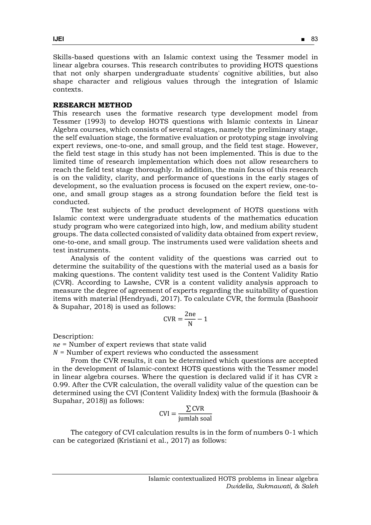 JURIS Islamic Contextualized HOTS Problems In Linear Algebra