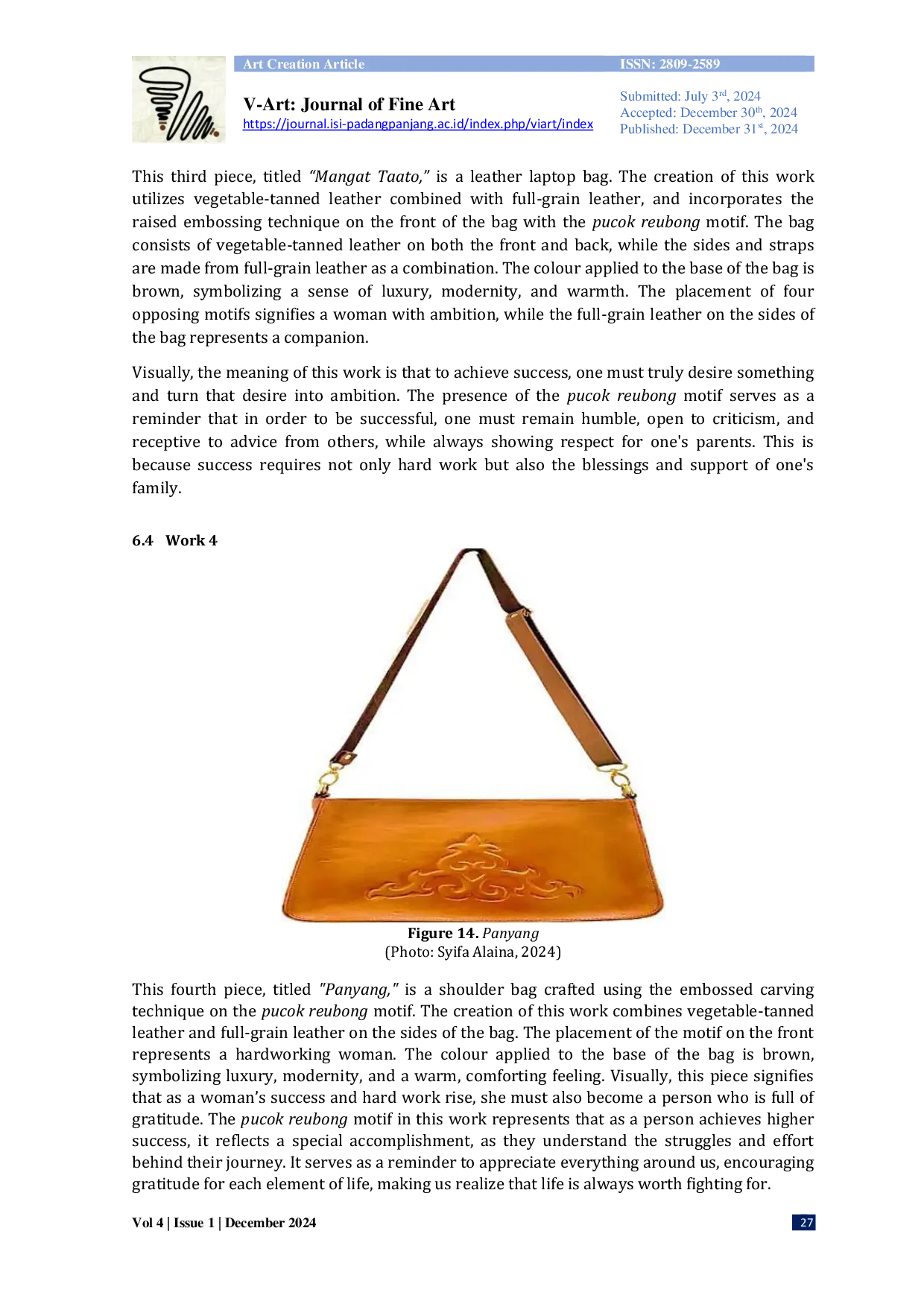 JURIS The Pucok Reubong Motif as an Inspiration for Leather Bag Design