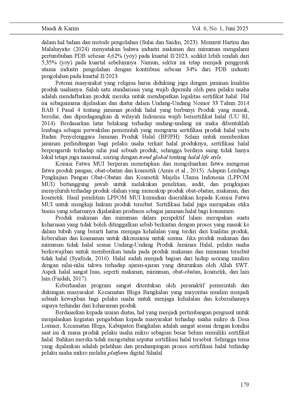 juris Halal Certification Training and Assistance for Micro Business Actors through the Sihalal Platform in Blega Bangkalan