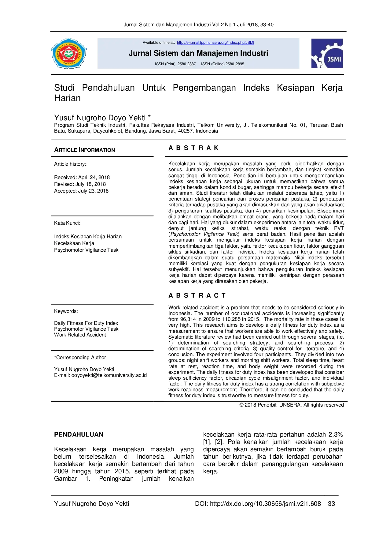 juris Studi Pendahuluan Untuk Pengembangan Indeks Kesiapan Kerja Harian