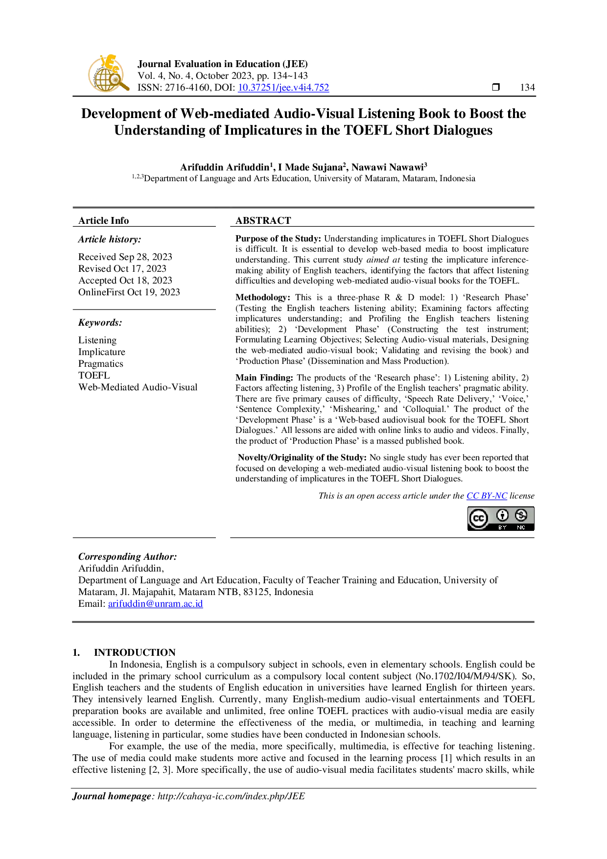 JURIS Development of Web Mediated Audio Visual Listening Book to Boost the Understanding of Implicatures in the TOEFL Short Dialogues