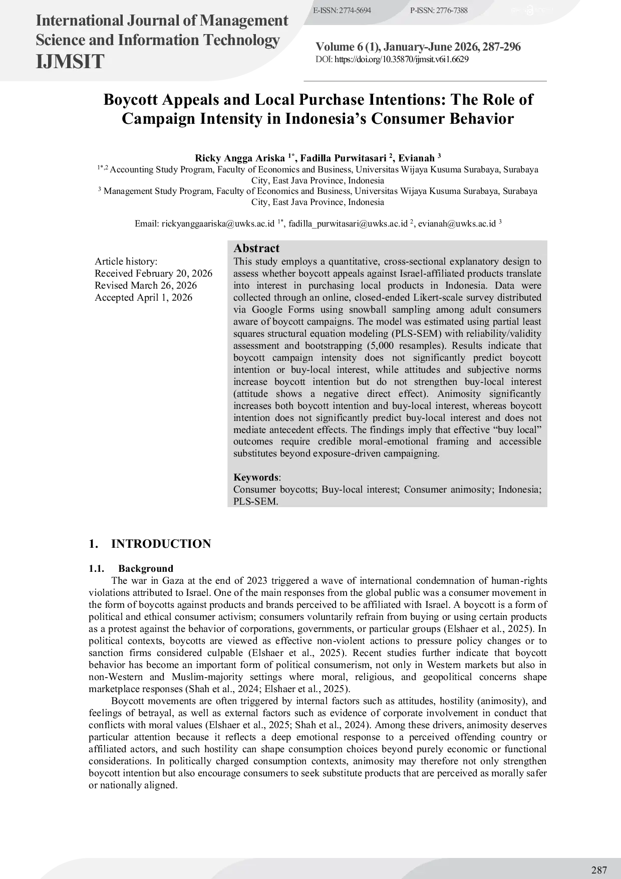 JURIS Boycott Appeals and Local Purchase Intentions The Role of Campaign Intensity in Indonesia s Consumer Behavior
