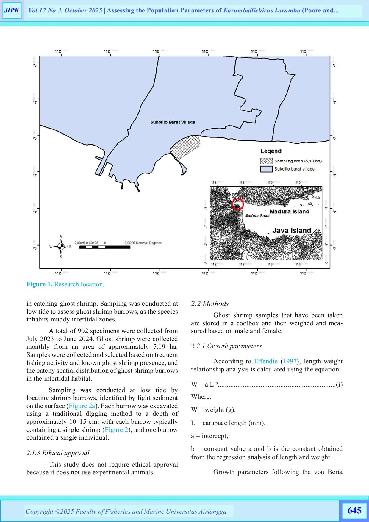 JURIS Assessing the Population Parameters of Karumballichirus karumba Poore and Griffin 1979 from Intertidal Zone of Madura Strait
