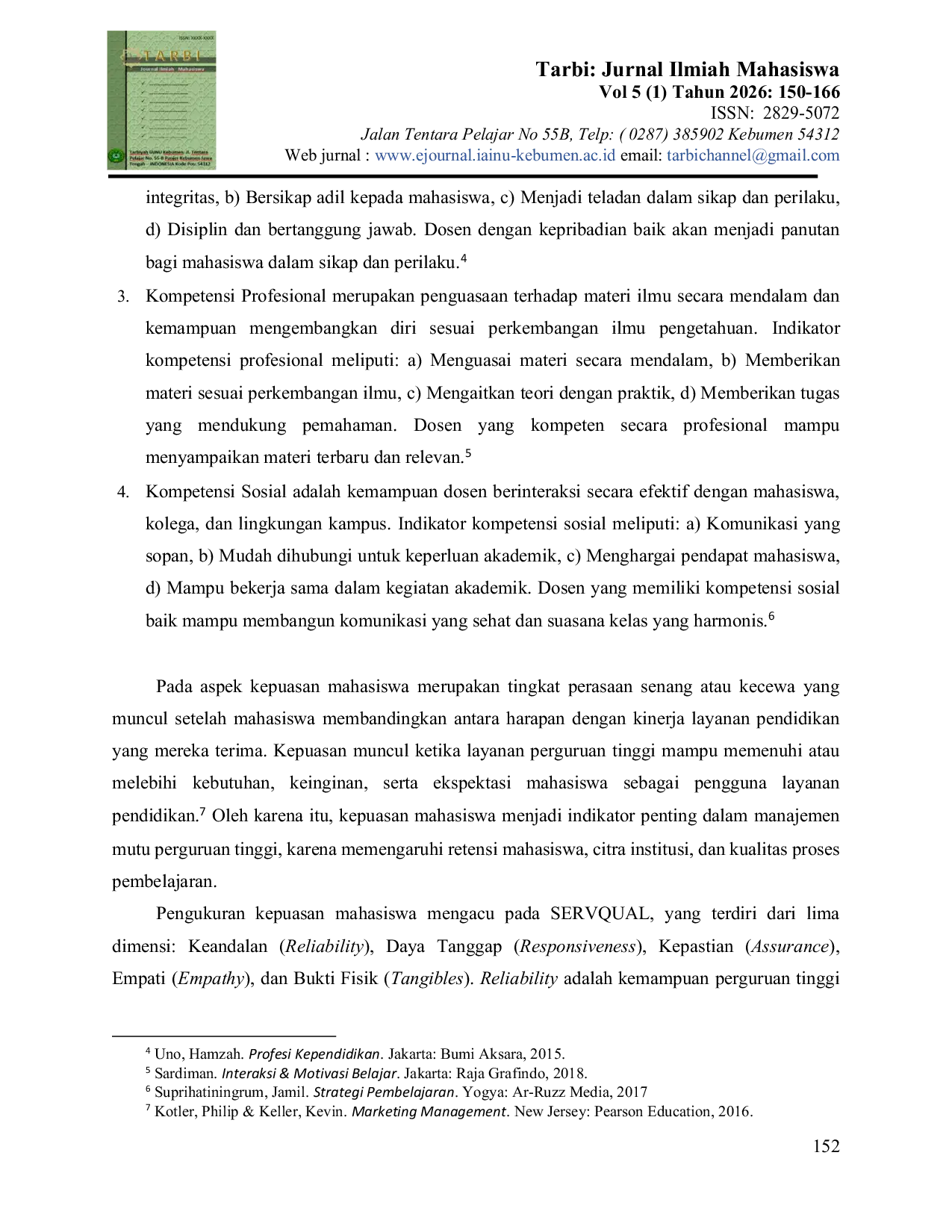 JURIS Pengaruh Kompetensi Dosen Terhadap Kepuasan Mahasiswa Di IAINU Kebumen