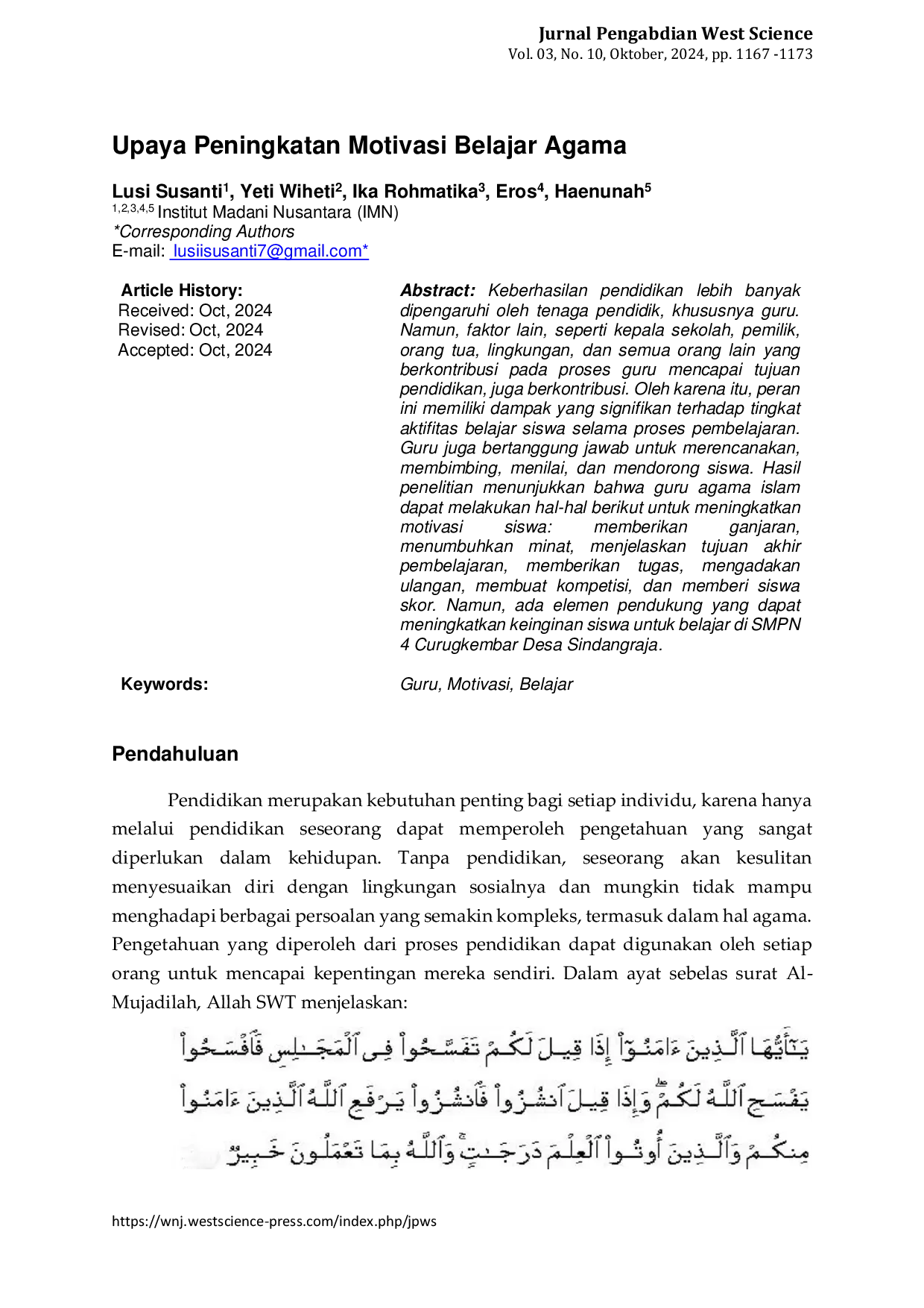 JURIS Upaya Peningkatan Motivasi Belajar Agama