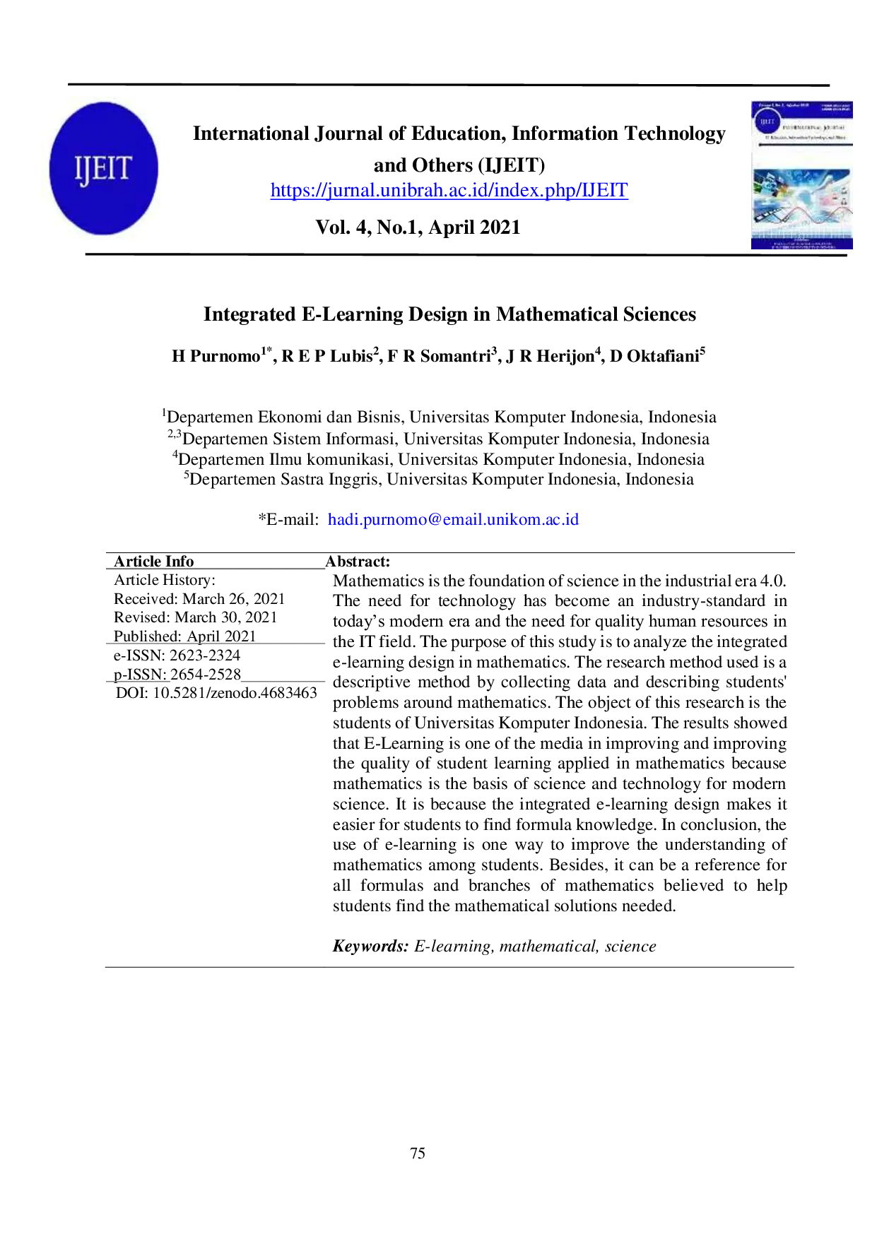 JURIS Integrated E Learning Design in Mathematical Sciences