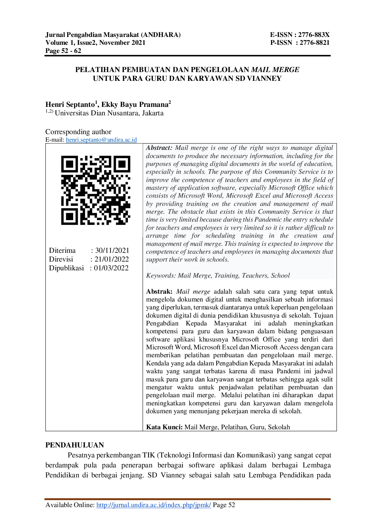 JURIS Pelatihan Pembuatan Dan Pengelolaan Mail Merge Untuk Para Guru dan Karyawan