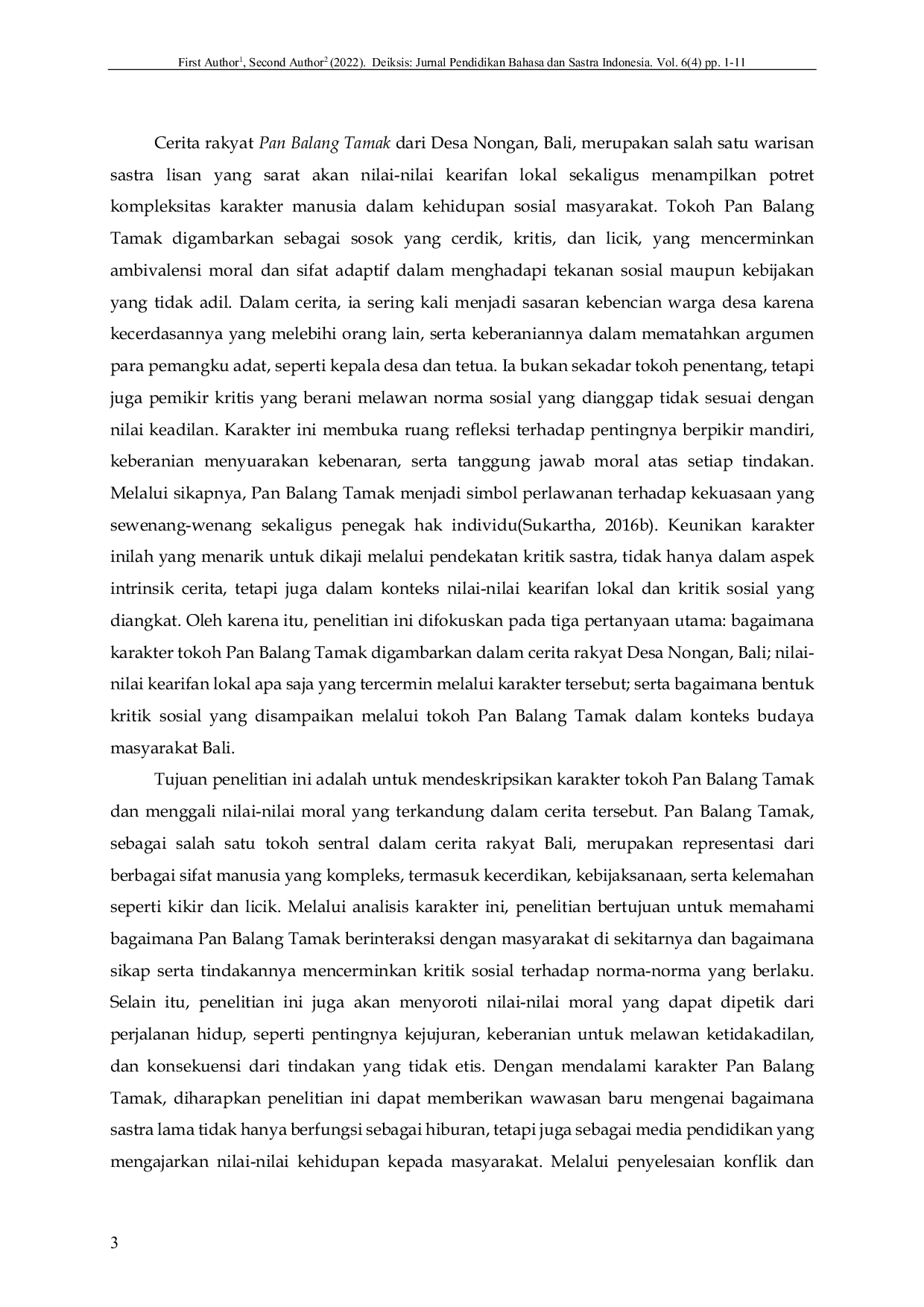 JURIS Character Analysis of Figure in The Classical Literary Work Pan Balang Tamak