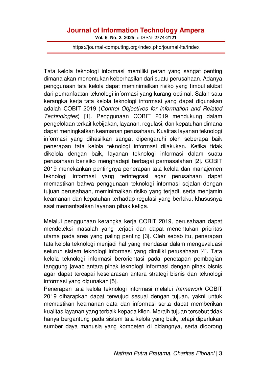 JURIS Perancangan Tata Kelola Teknologi Informasi Menggunakan Framework COBIT 2019 Pada PT XYZ