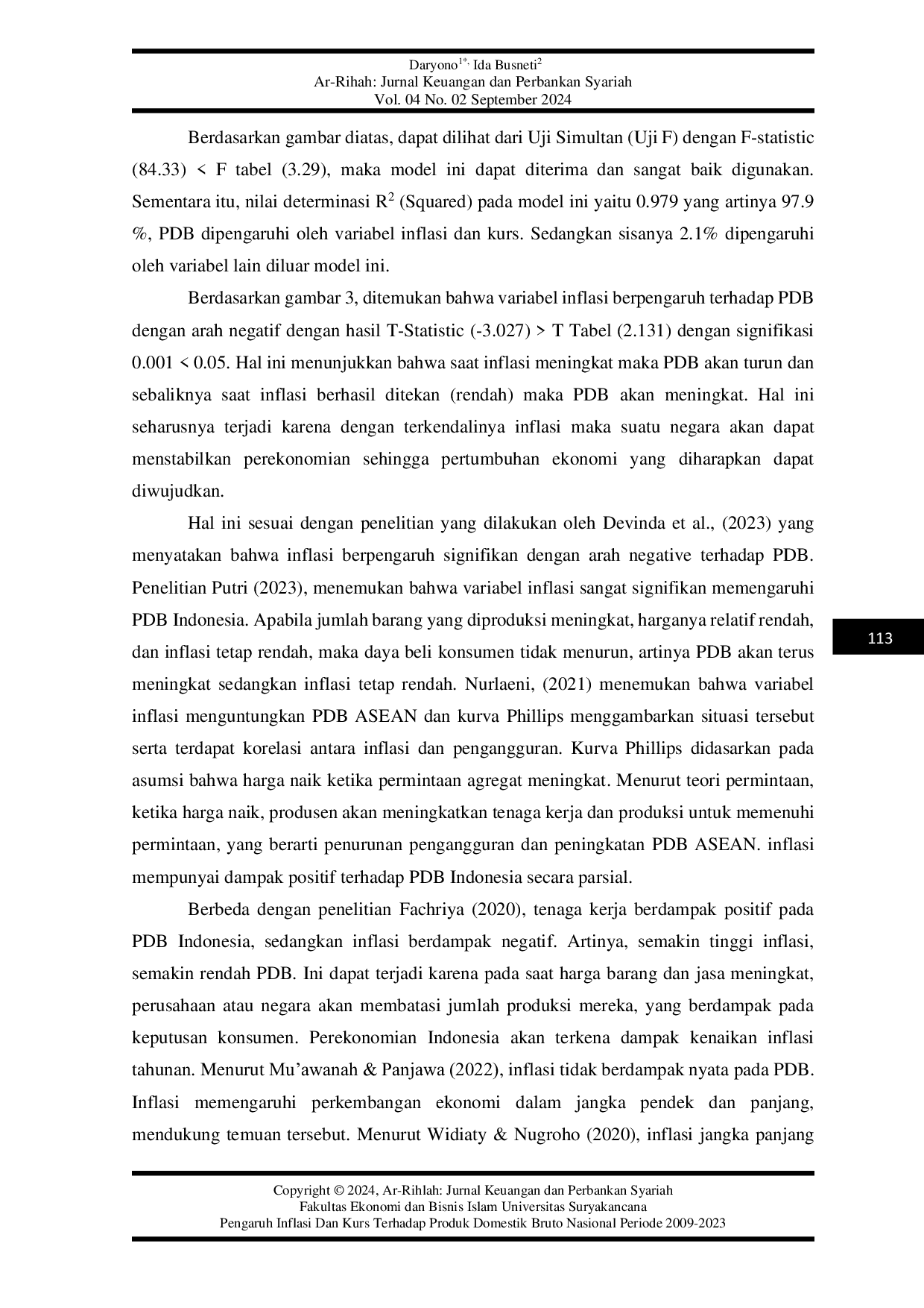 JURIS Pengaruh Inflasi dan Kurs Terhadap Produk Domestik Bruto Nasional Periode 2009 2023