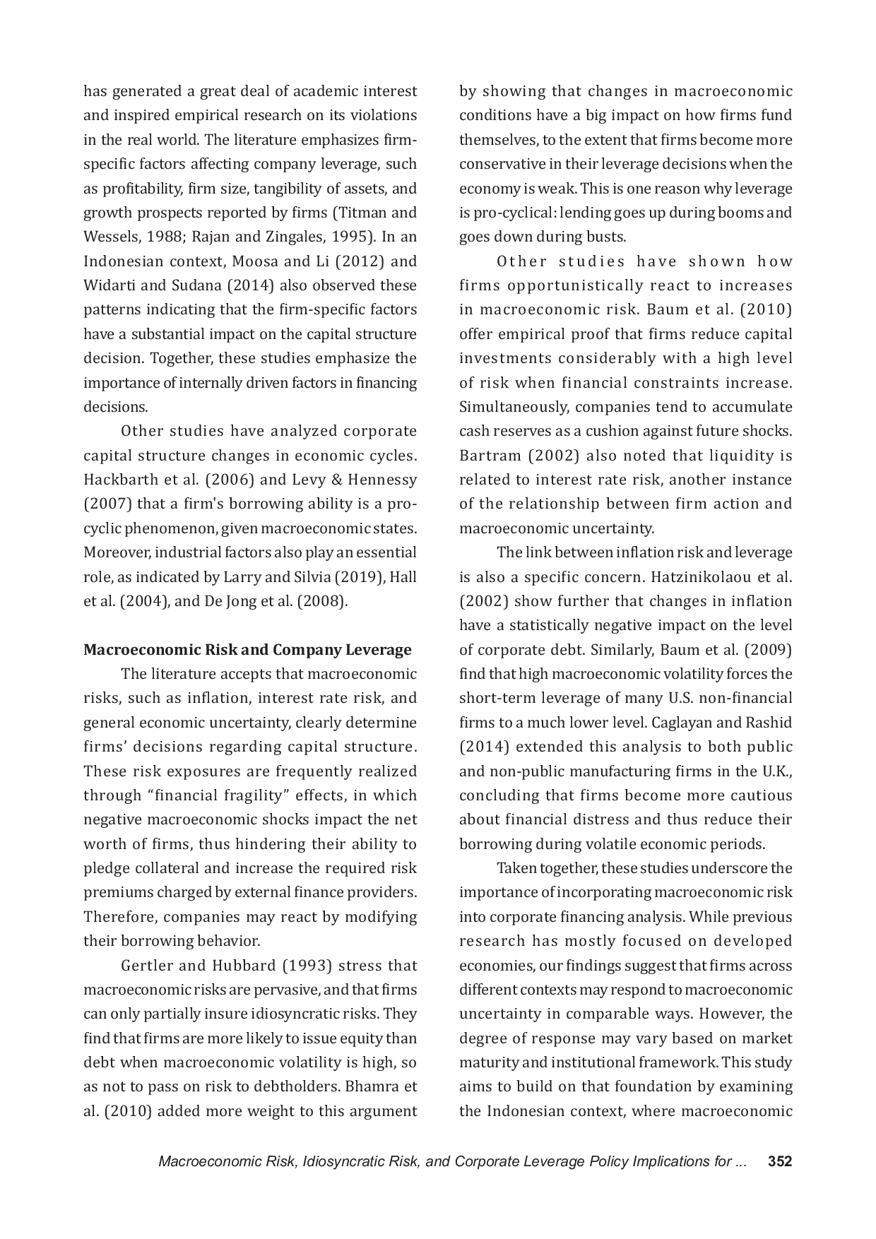 JURIS Macroeconomic Risk Idiosyncratic Risk and Corporate Leverage Policy Implications for Financial Governance in Indonesia
