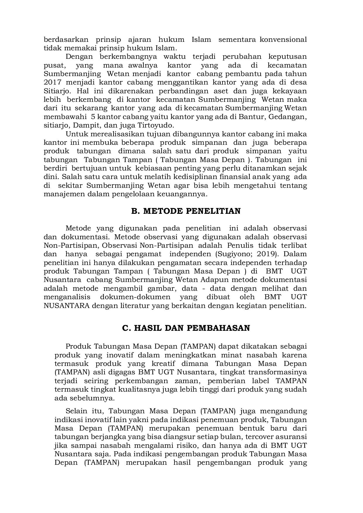 JURIS Pemberdayaan Masyarakat Melalui Peran Bmt Ugt Nusantara Dalam Melatih Manajemen Keuangan Terhadap Produk Tabungan Tampan Tabungan Masa Depan