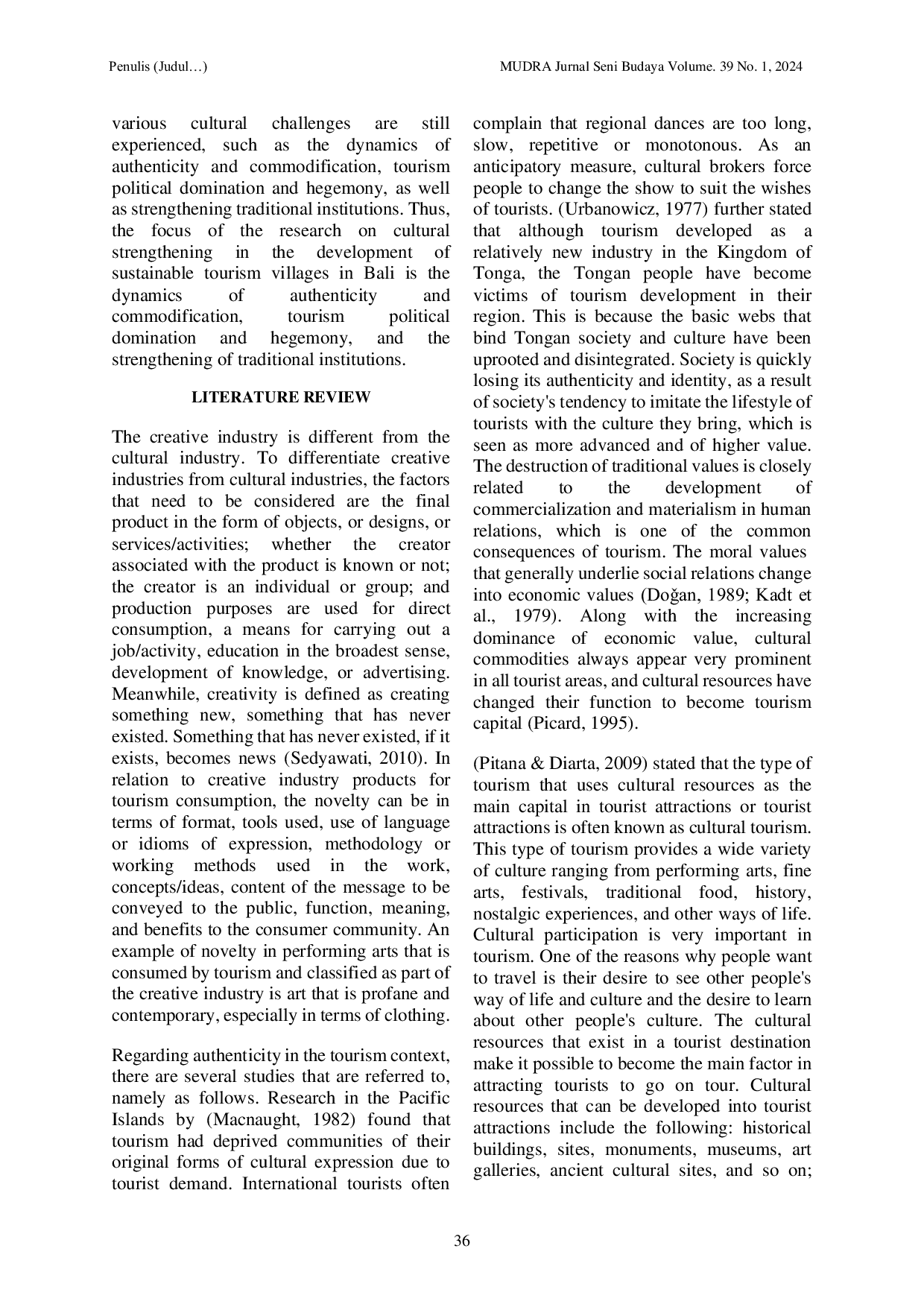 JURIS Challenges of Strengthening Culture in the Development of Sustainable Tourism Villages in Bali