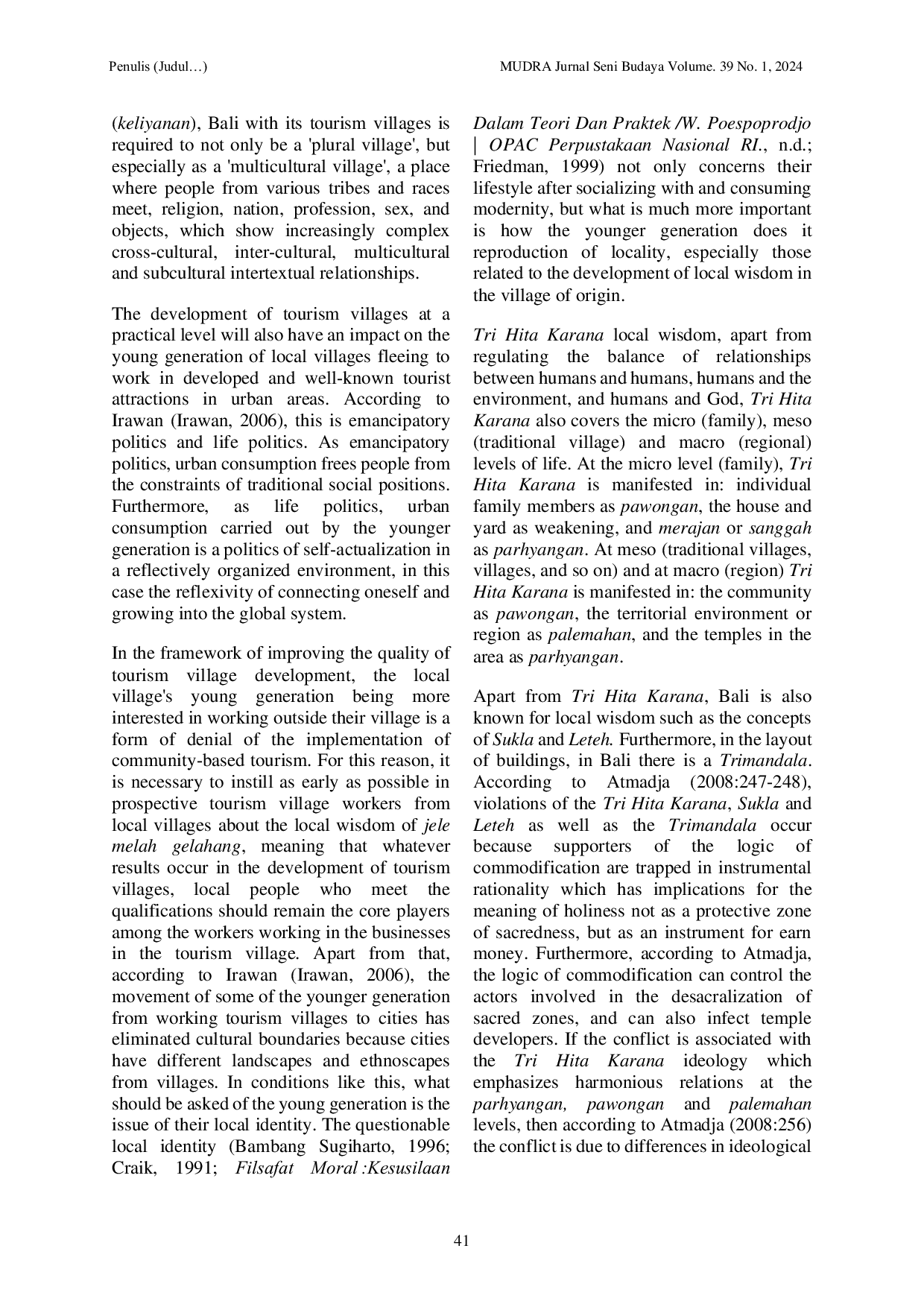 JURIS Challenges of Strengthening Culture in the Development of Sustainable Tourism Villages in Bali