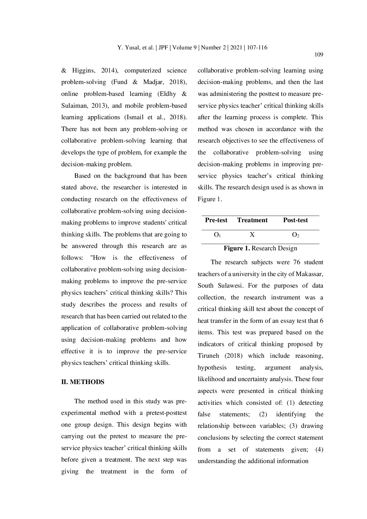 JURIS The Effectiveness of Collaborative Problem solving Using Decision making Problems to Improve the Pre service Physics Teachers Critical Thinking Skills