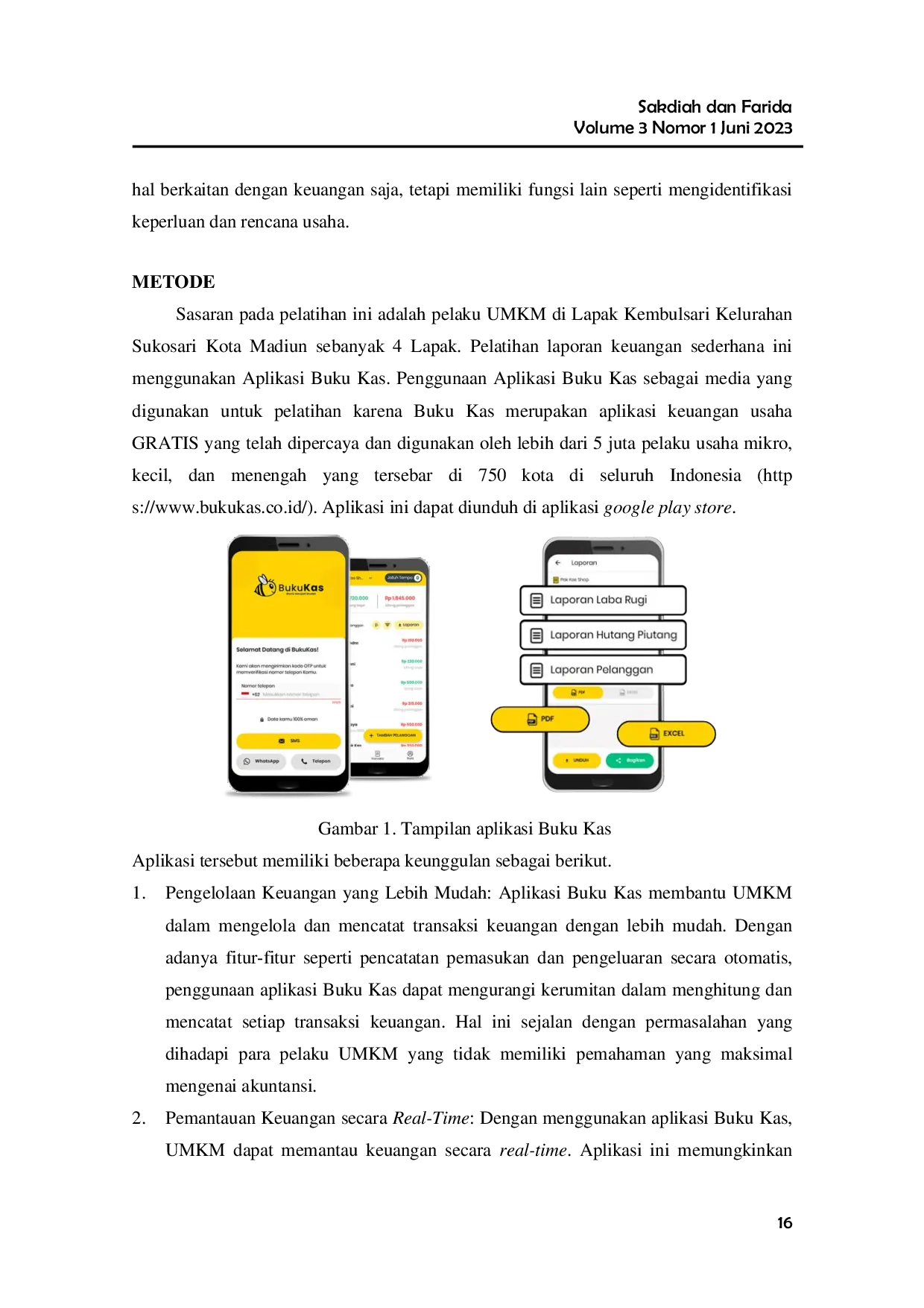 JURIS Pelatihan Laporan Keuangan dengan Aplikasi Buku Kas pada Pelaku UMKM di Lapak Kembulsari Kota Madiun