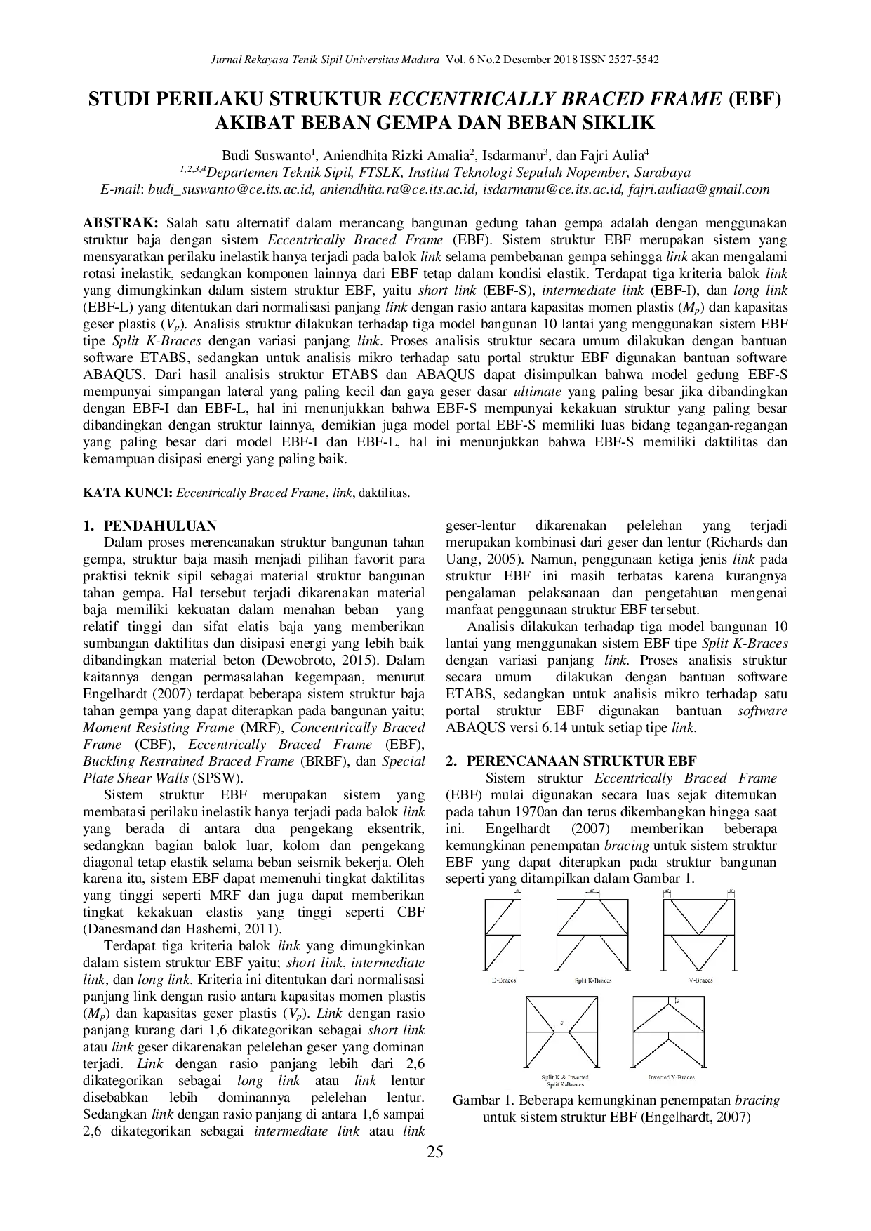 JURIS Studi Perilaku Struktur Eccentrically Braced Frame EBF Akibat Beban Gempa Dan Beban Siklik