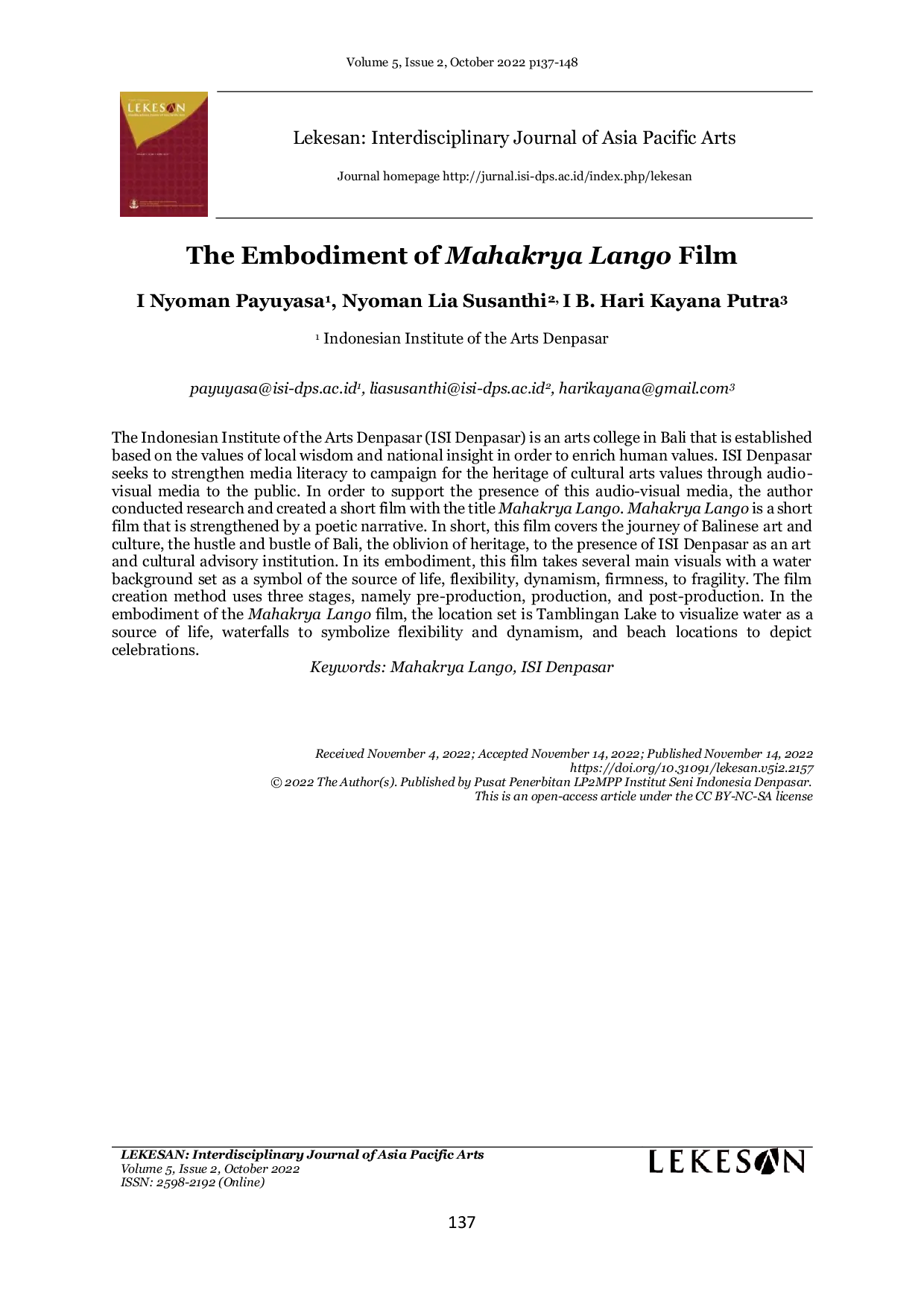 JURIS The Embodiment of Mahakrya Lango Film