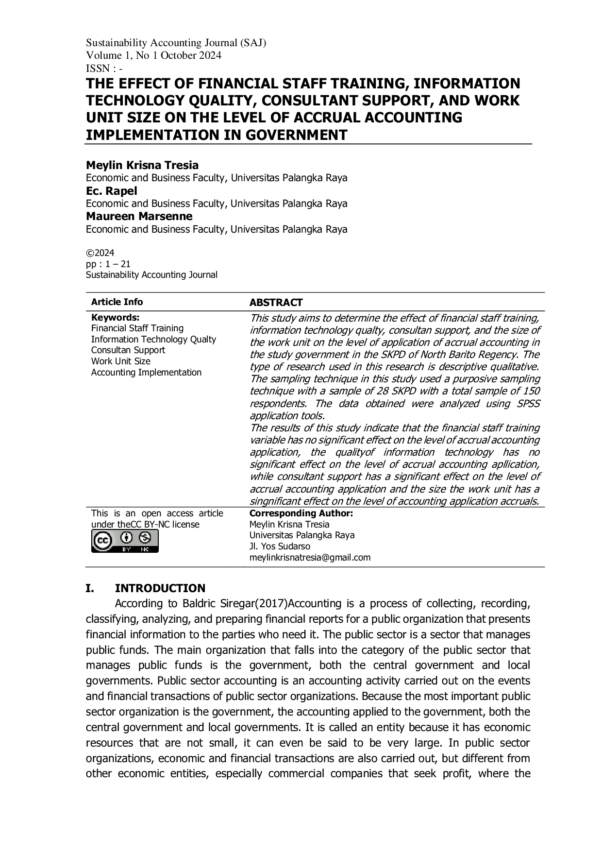 JURIS The Effect Of Financial Staff Training Information Technology Quality Consultant Support And Work Unit Size On The Level Of Accrual Accounting Implementation In Government